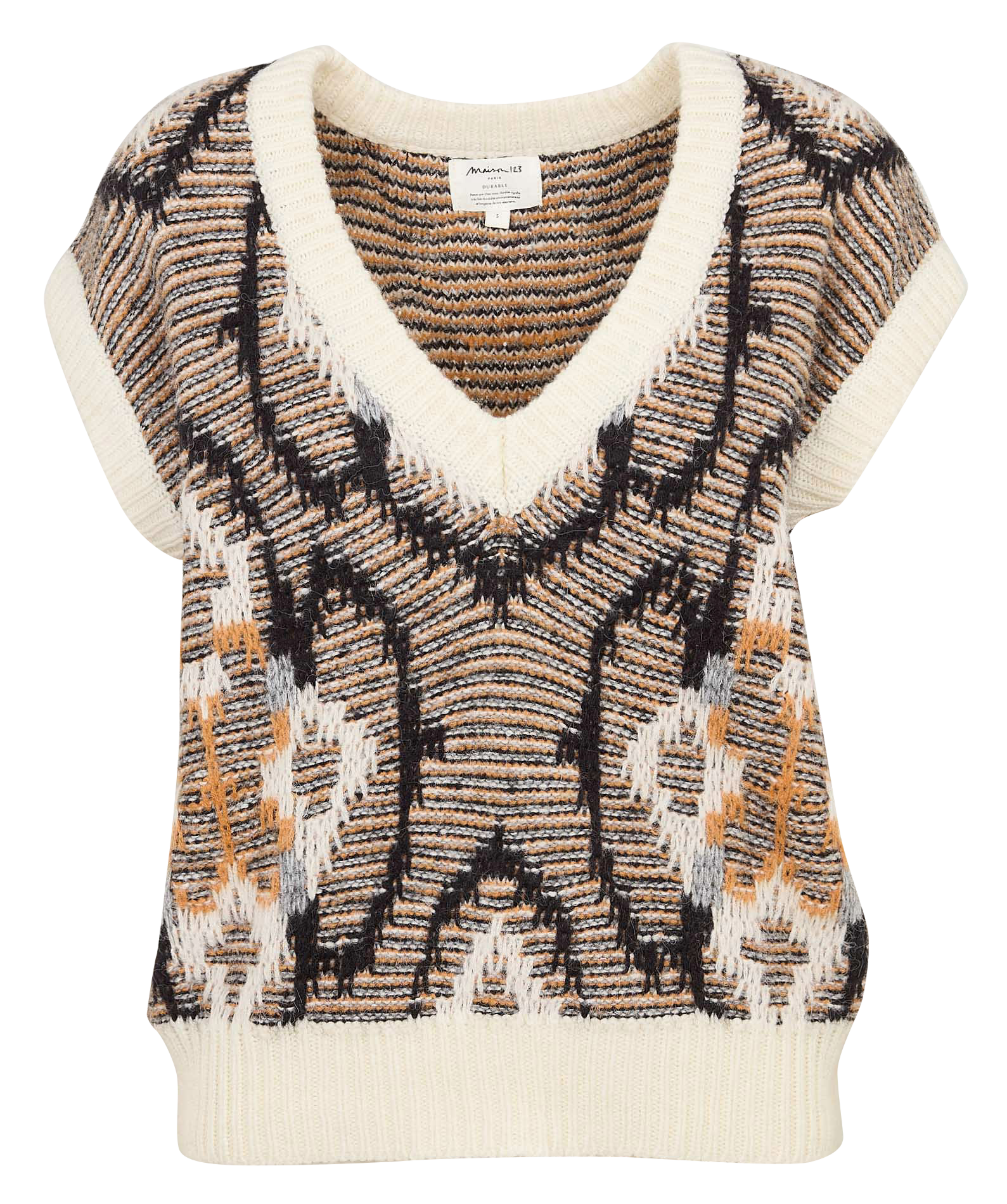 Pull col V en laine mélangée MAISON 123 Beige