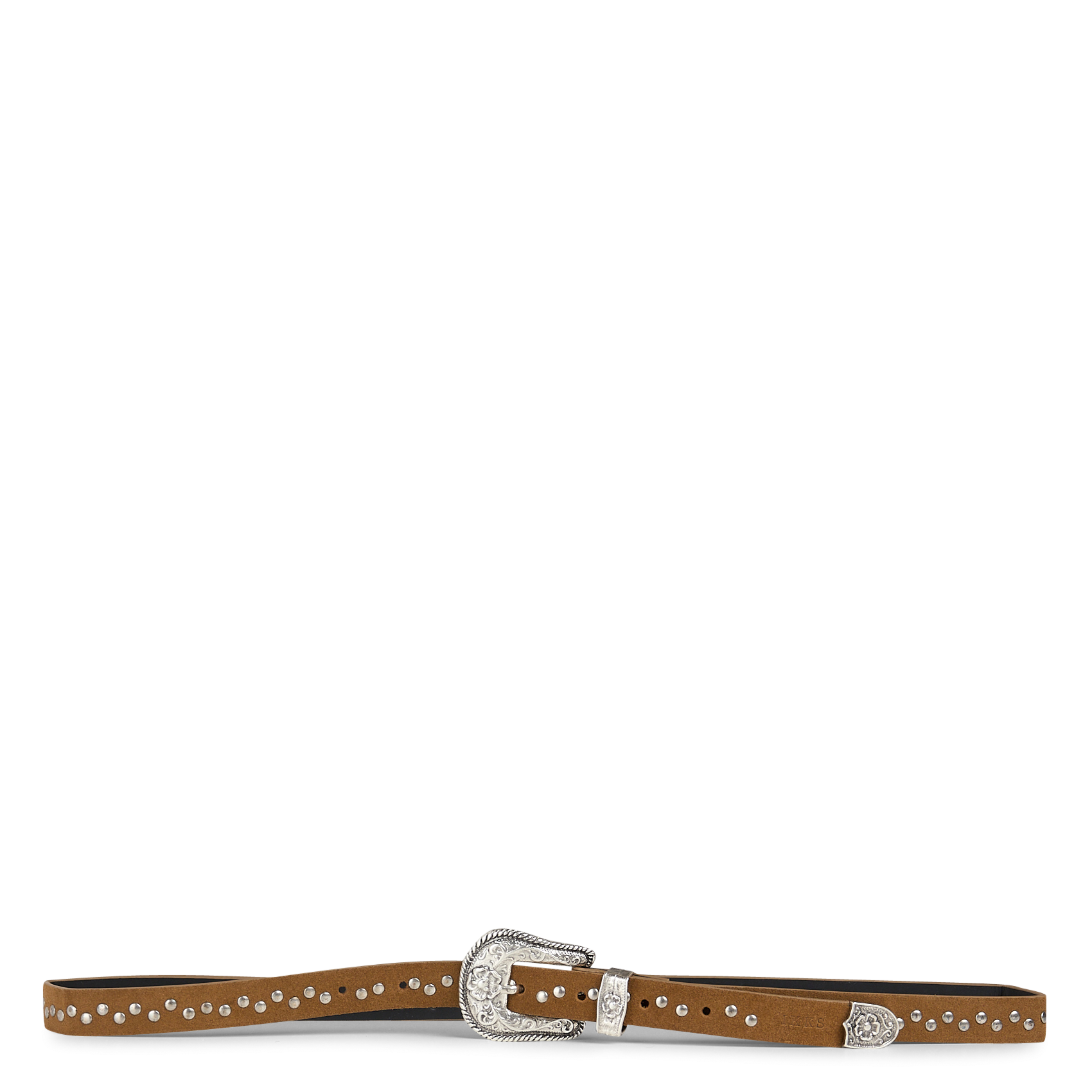 Riem van veloursleer met studs IKKS Bruin