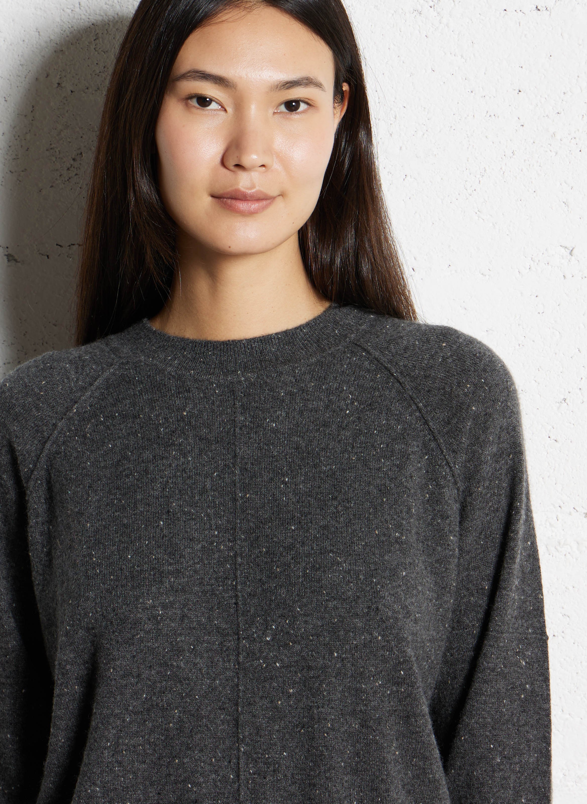 Pull col rond moucheté en cachemire MAISON 123 Gris