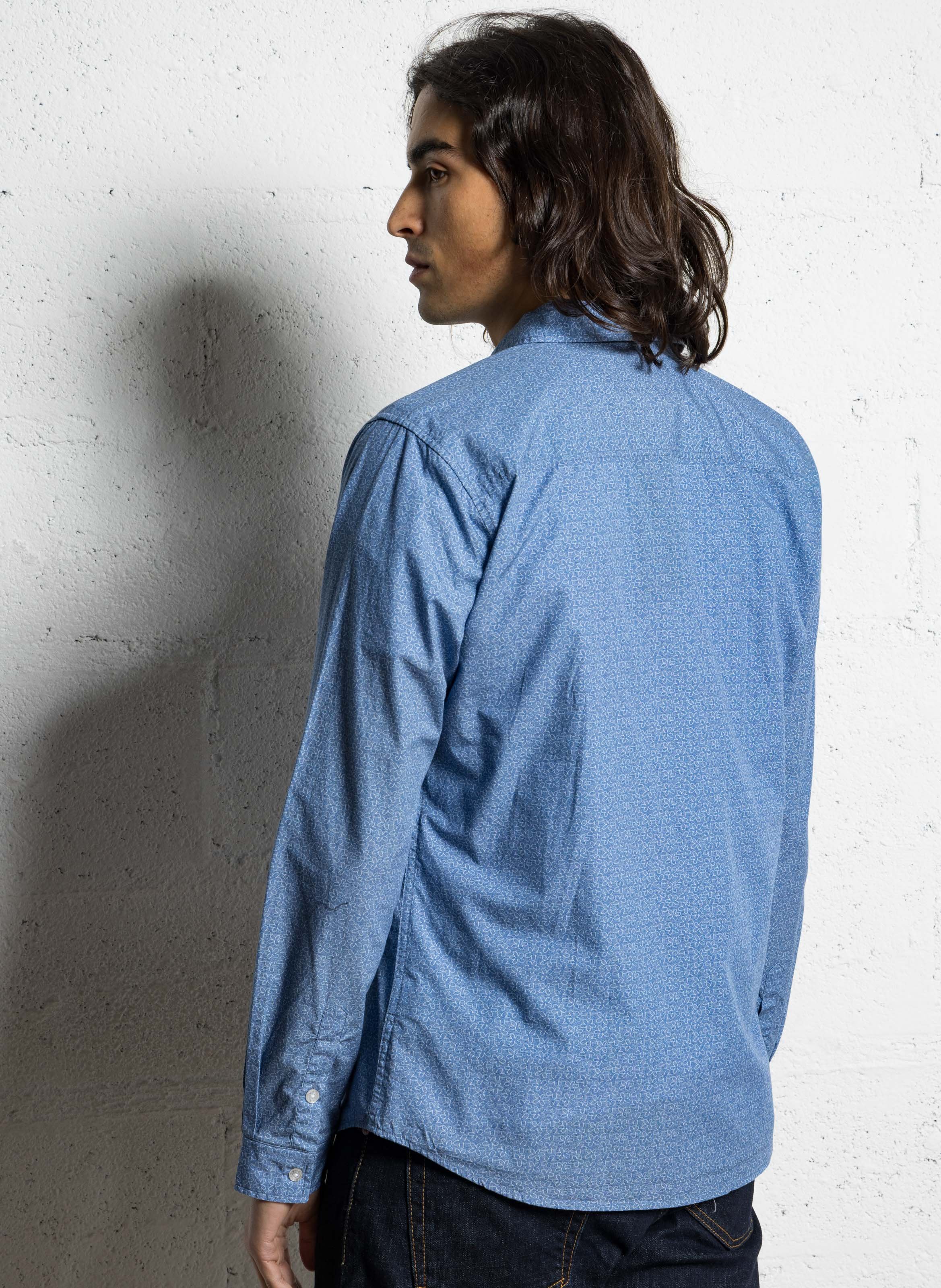 Chemise col classique manches contrastantes en coton LE TEMPS DES CERISES Blue