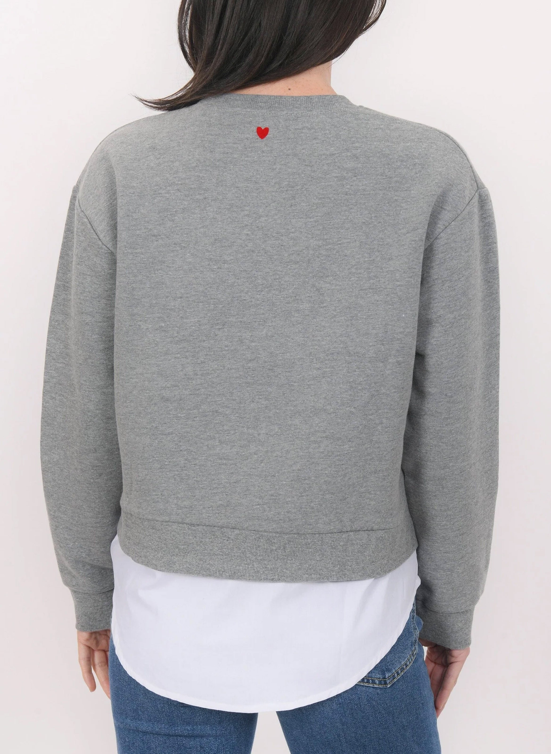 Sweat droit avec superposition chemise KOOKAI Gris