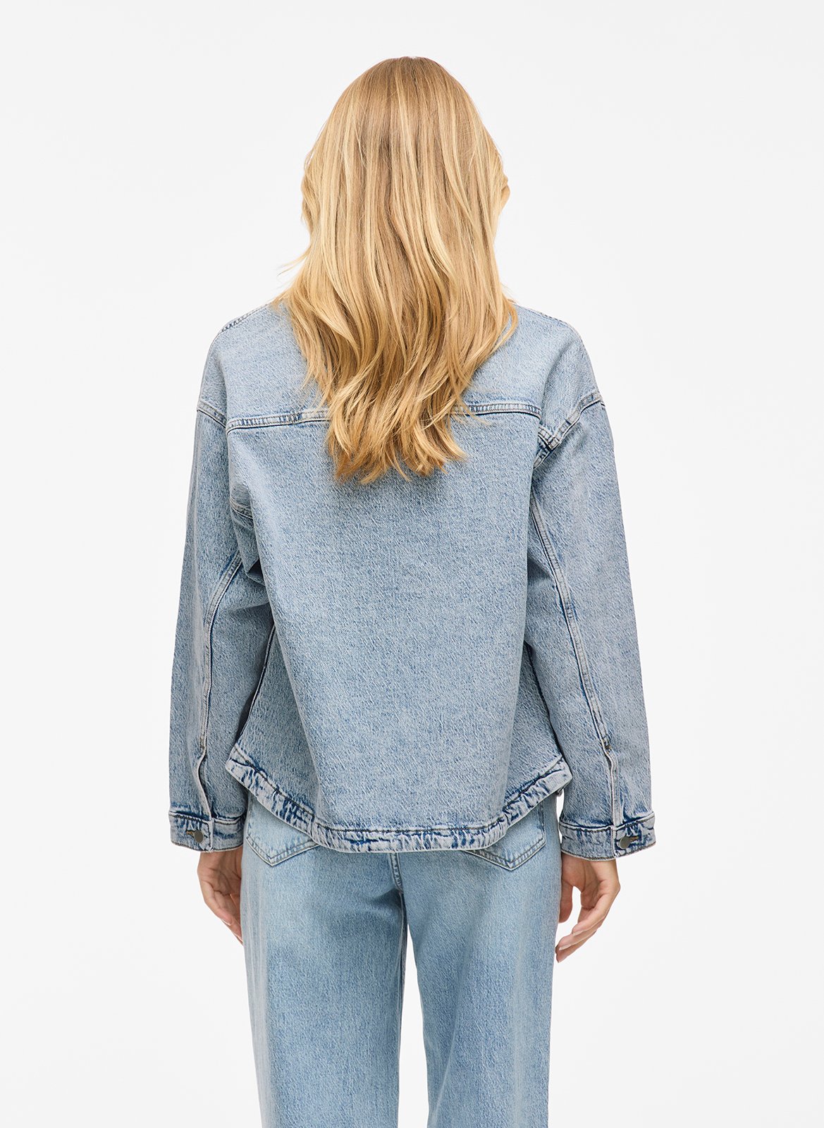 Veste droite col classique en coton mélangé VILA Bleu