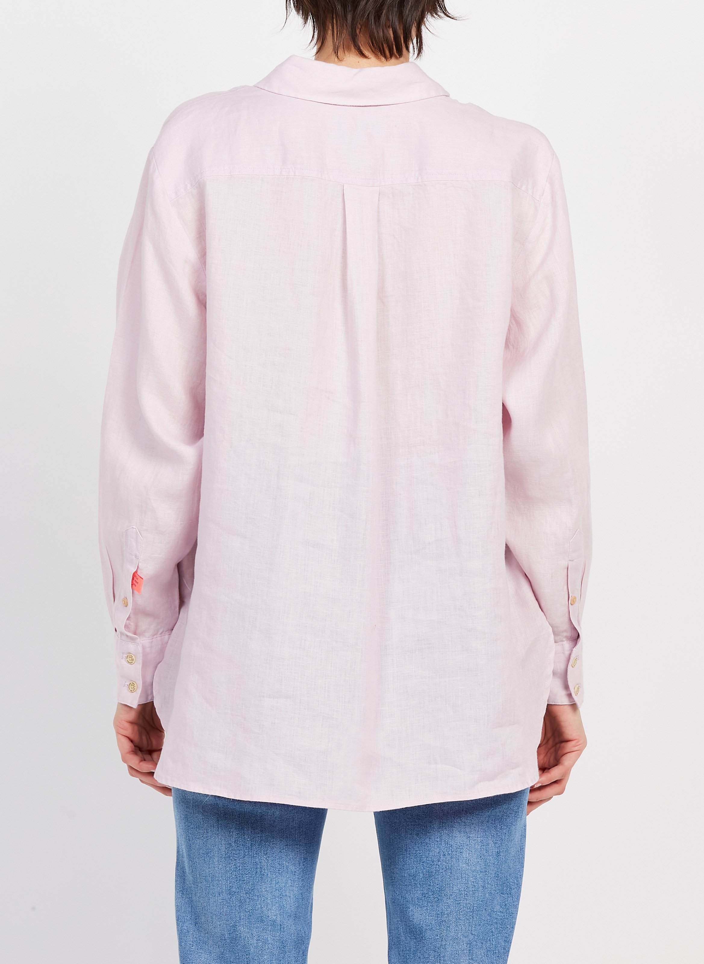 Linen shirt with classic collar Purple