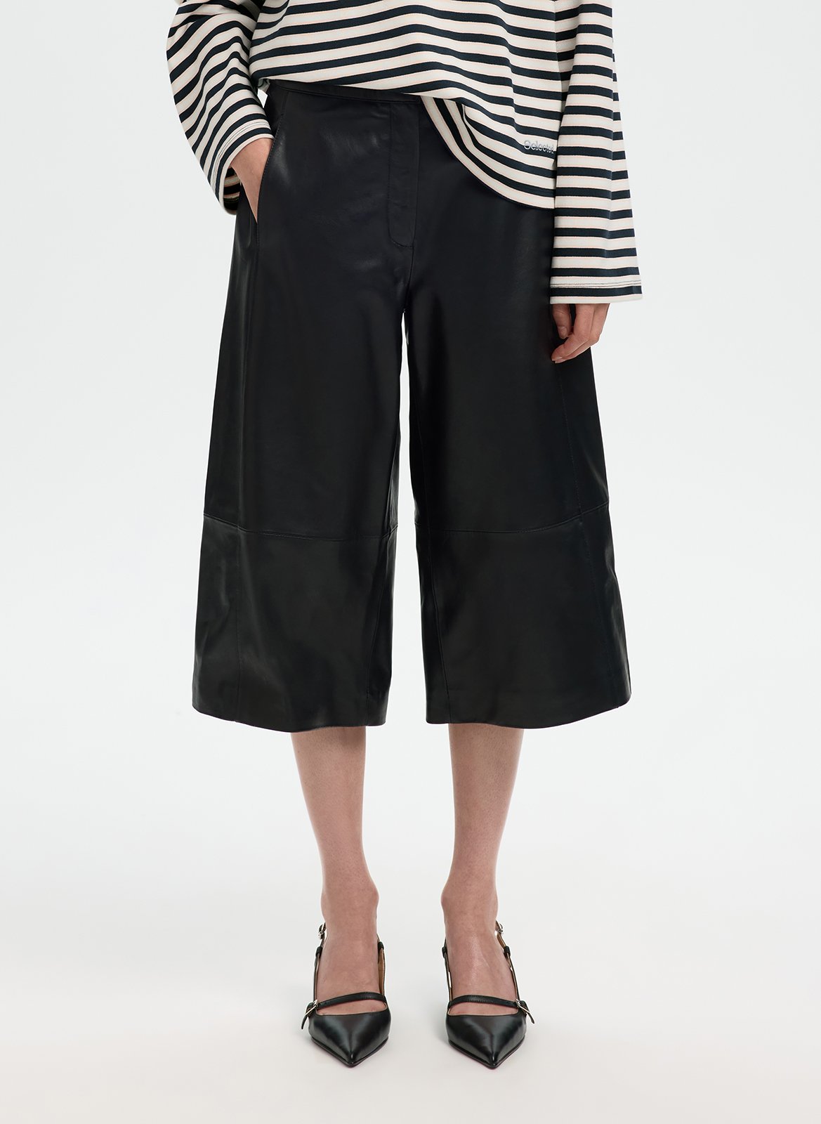 Bermudashorts aus Leder SELECTED Schwarz