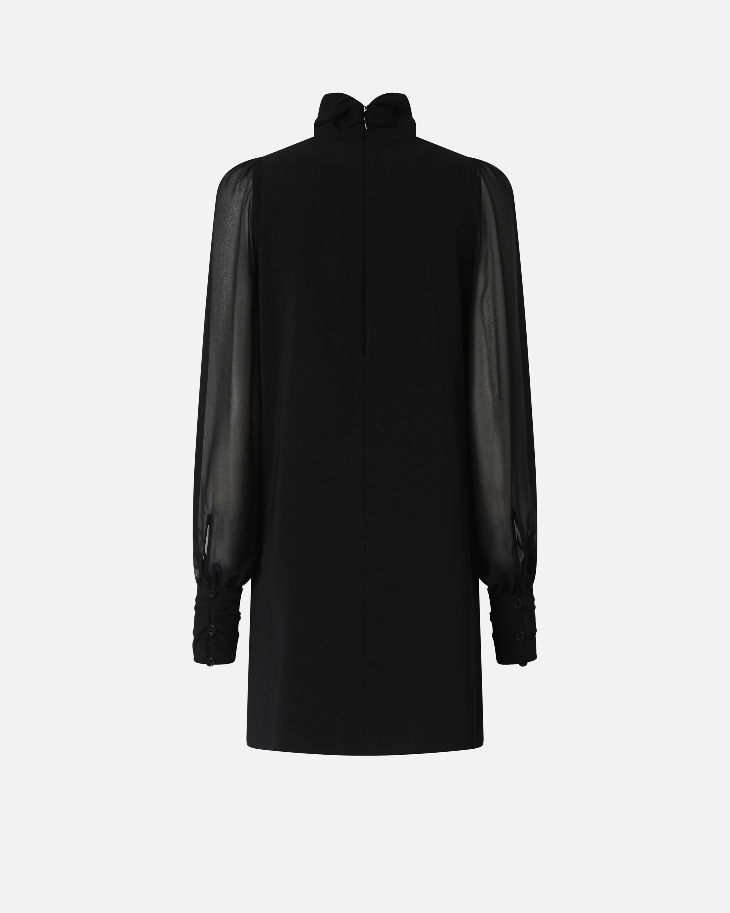Short dress with high neck in georgette crepe Black