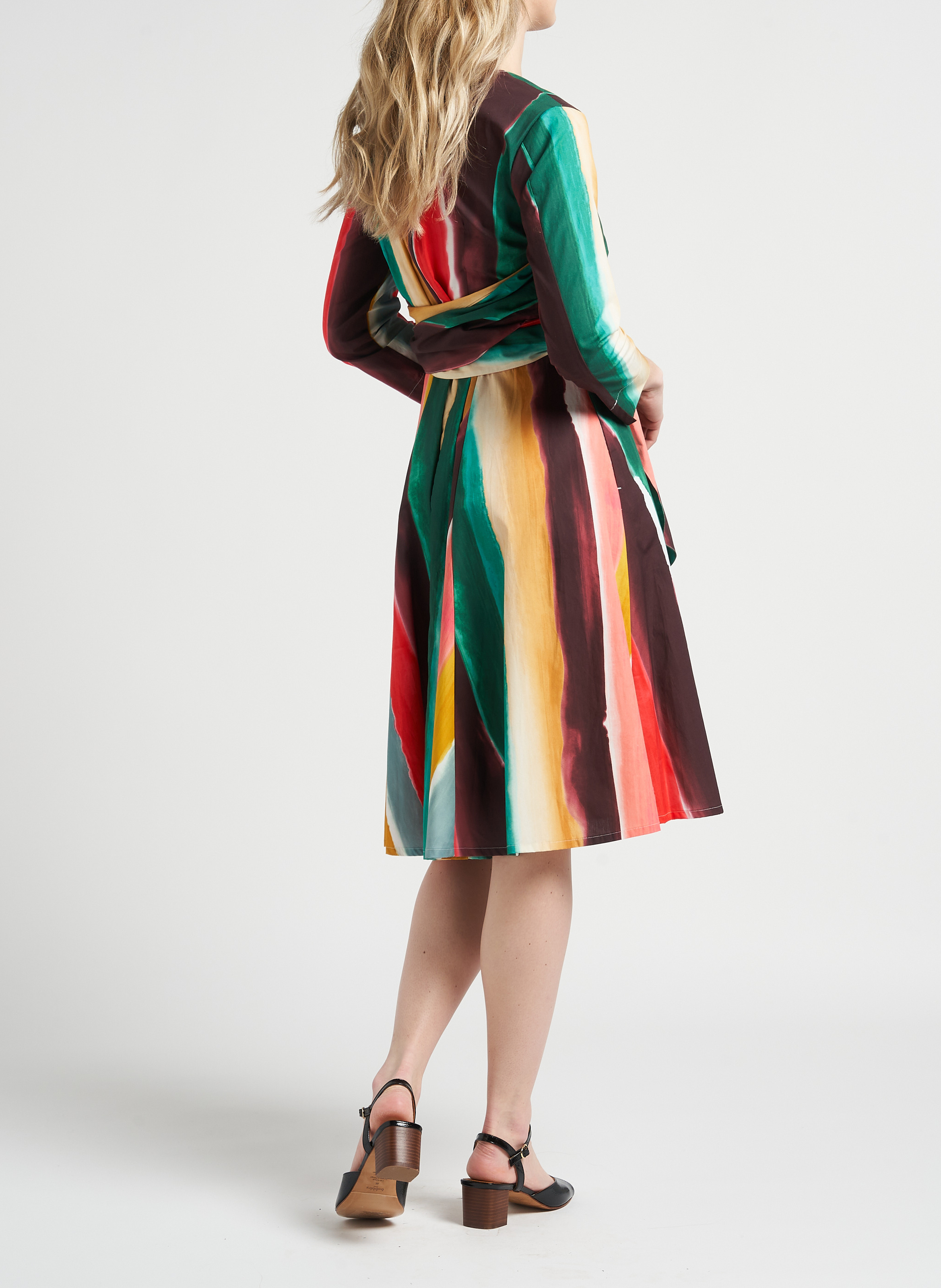 Halflange, getailleerde jurk van katoenpopeline met print MAX&Co. Veelkleurig