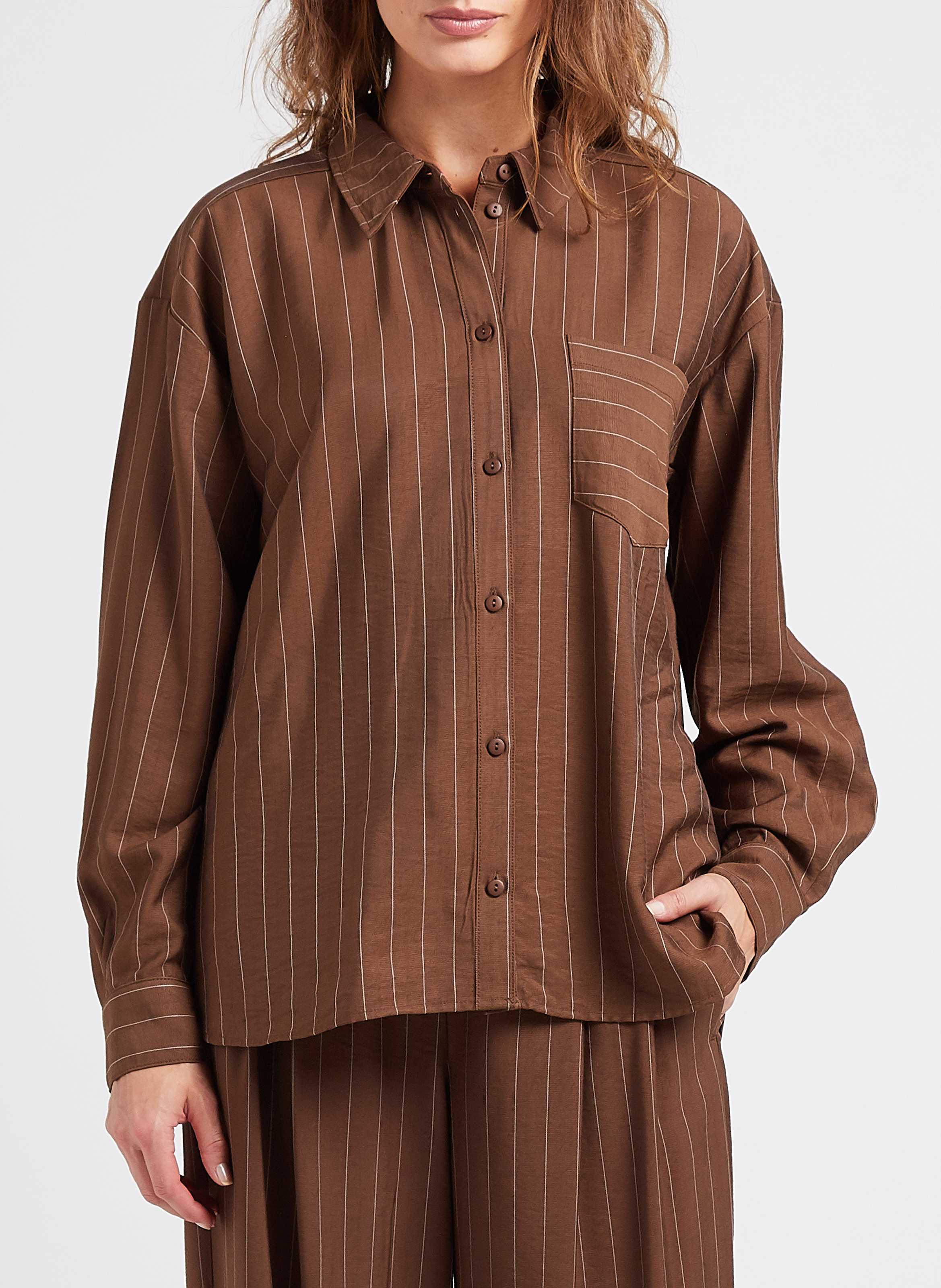 Chemise ample col classique imprimé rayé MOSS COPENHAGEN Multicolore