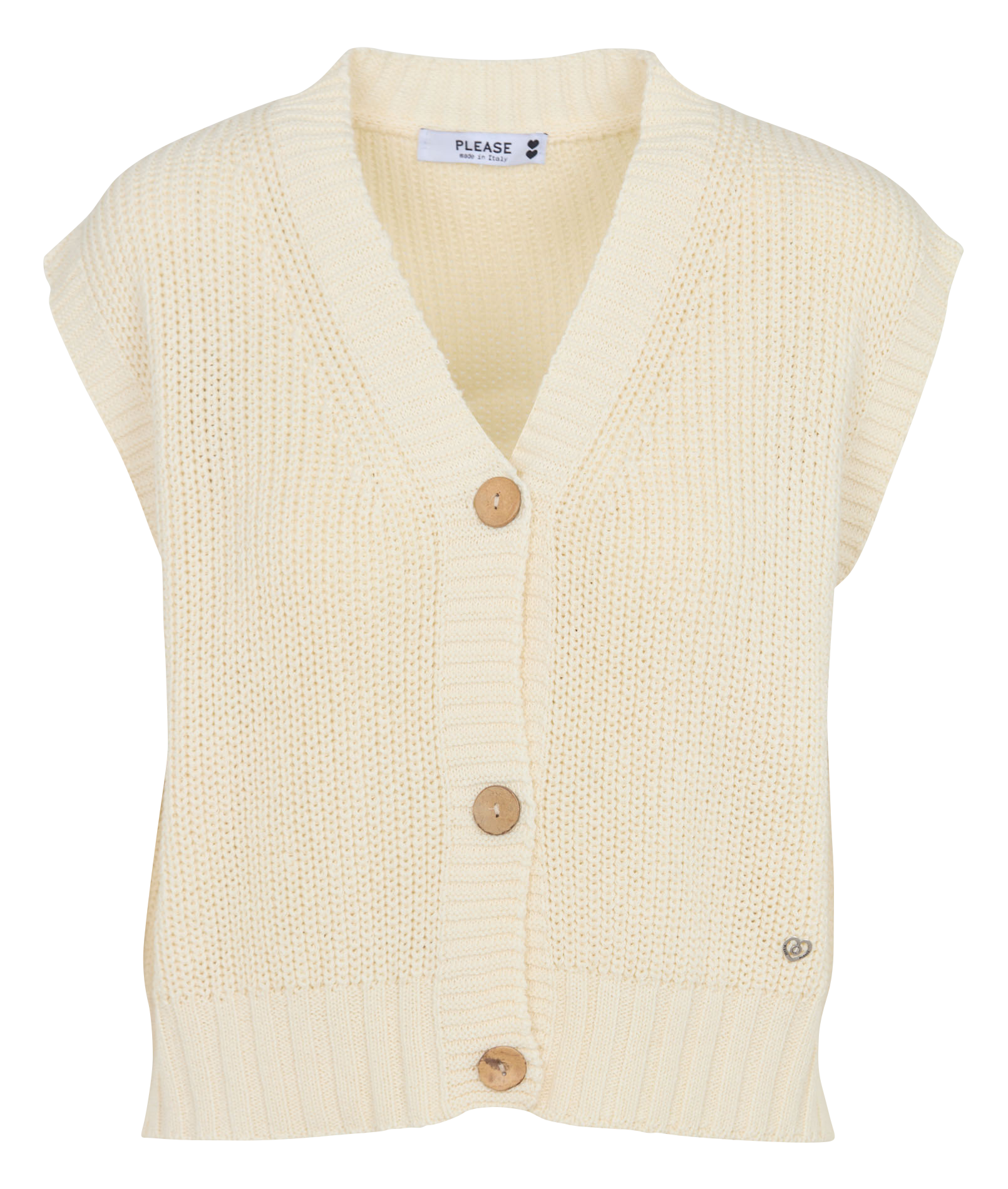 Gilet oversize col V en coton mélangé PLEASE