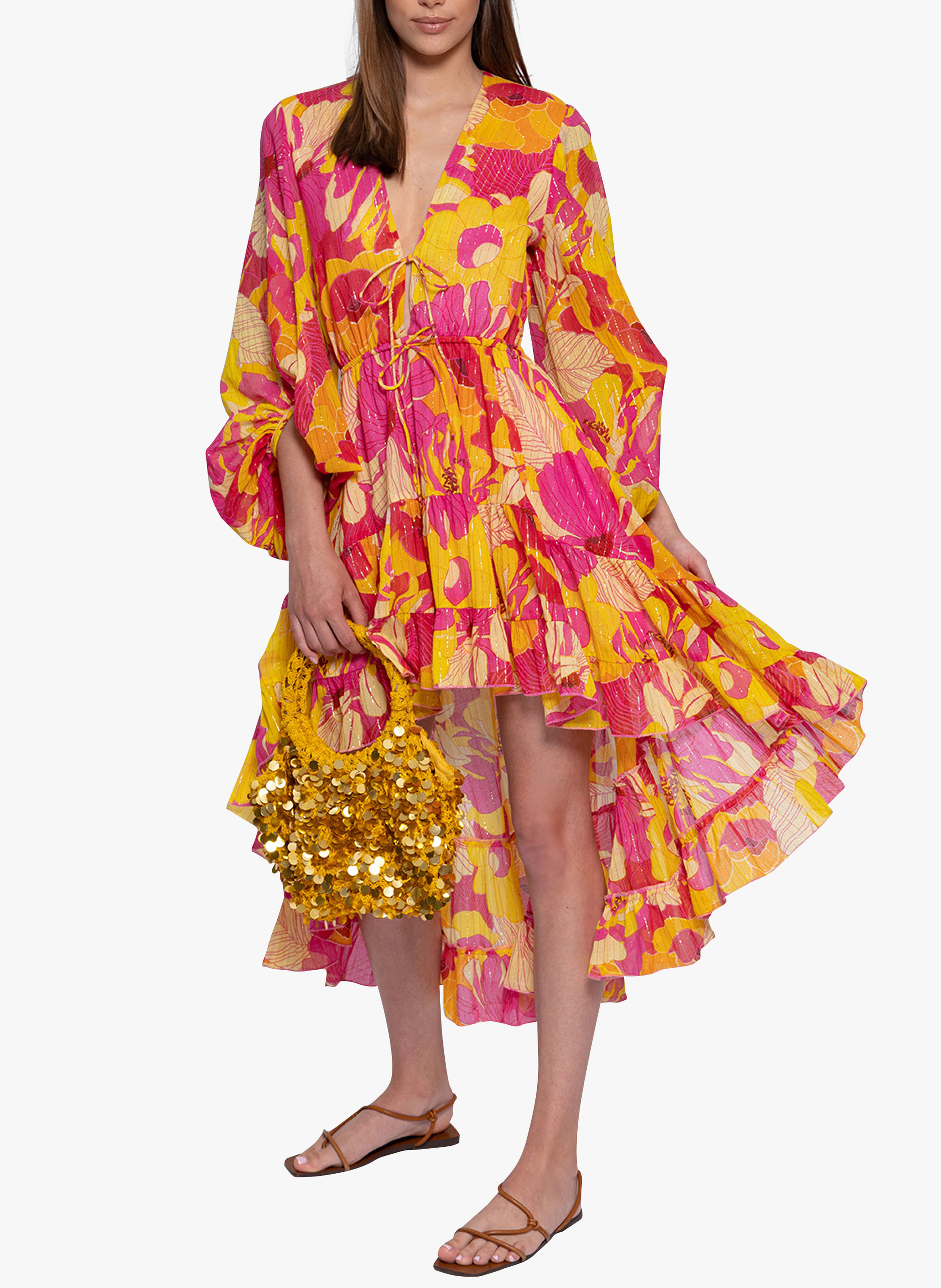 Robe asymétrique col V à imprimé SUNDRESS Multicolore