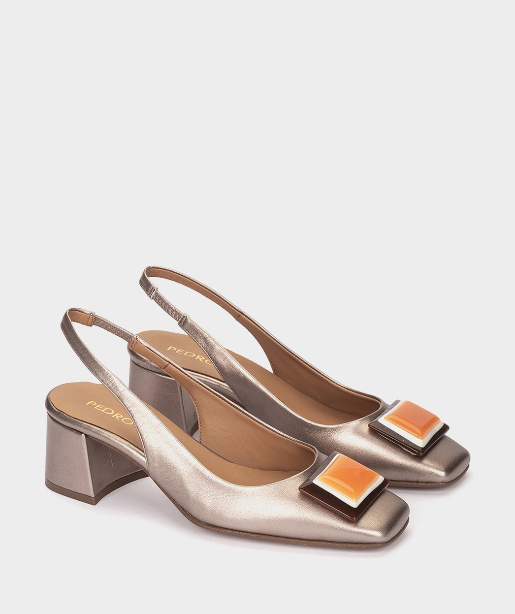 <p>High-heeled peep-toe shoes in smoked metallic leather.</p> PEDRO MIRALLES Golden