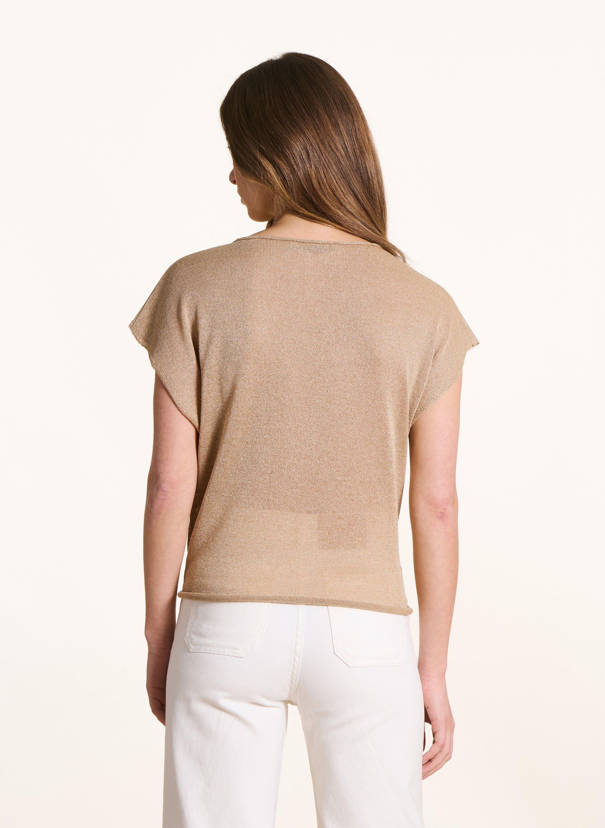 Kurzarm-Pullover aus schimmerndem Strick LA FEE MARABOUTEE Gelb