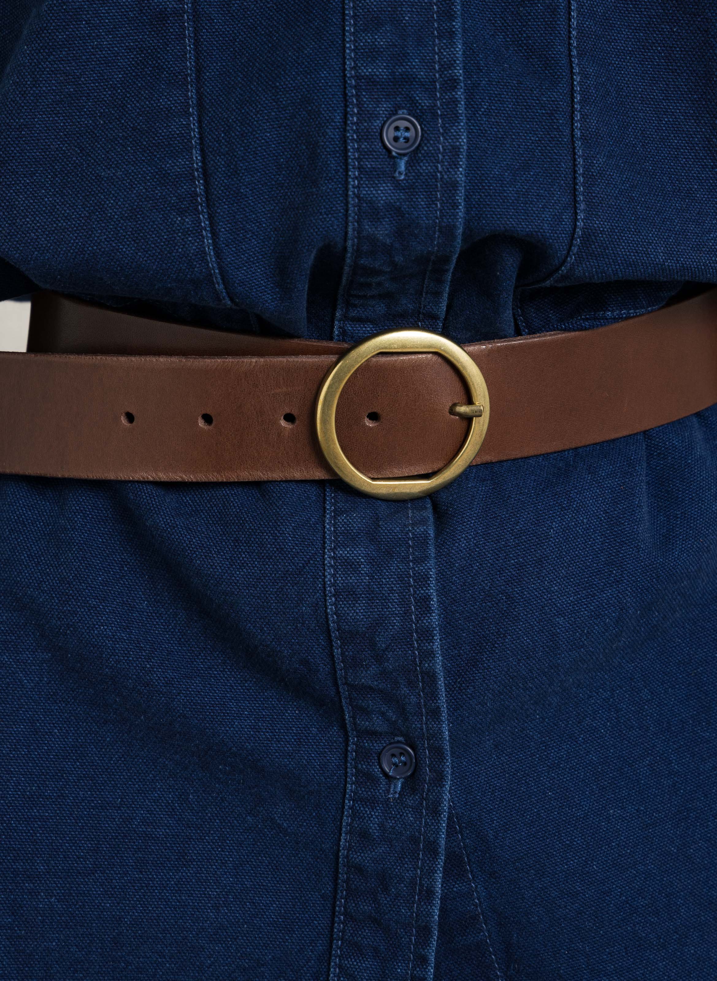 Glattleder-Gürtel mit Schnalle MAISON 123 Braun