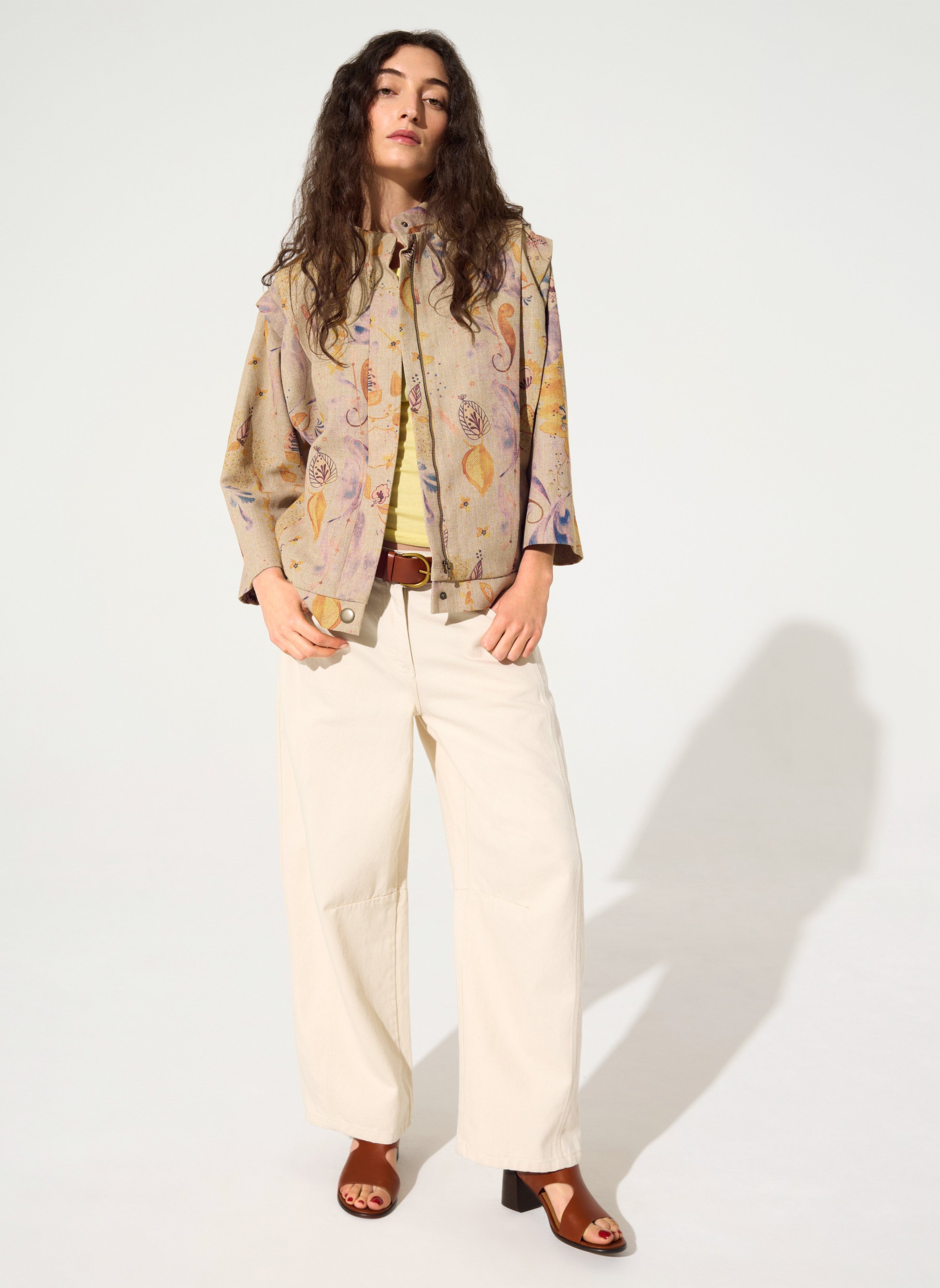 Weite High Waist Jeans aus Bio-Baumwolle COTELAC Weiss