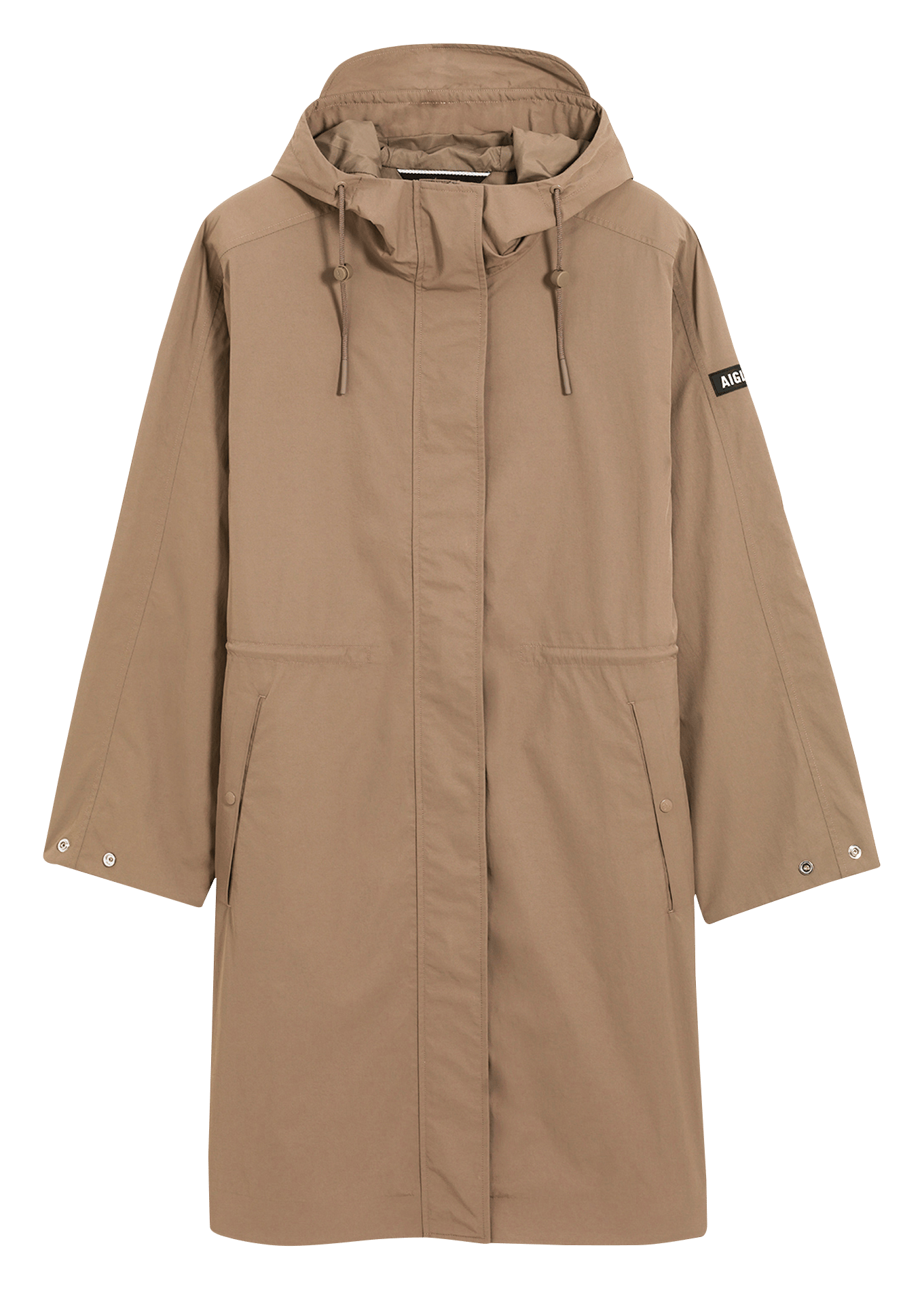 Mid-length hooded oversized parka AIGLE Brown