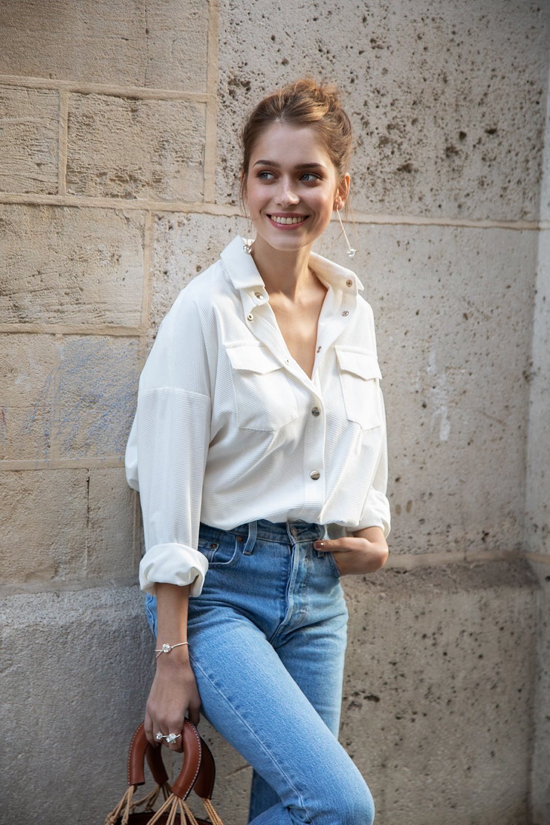 Dangling earrings with gold-plated floral design MONSIEUR SIMONE Silver