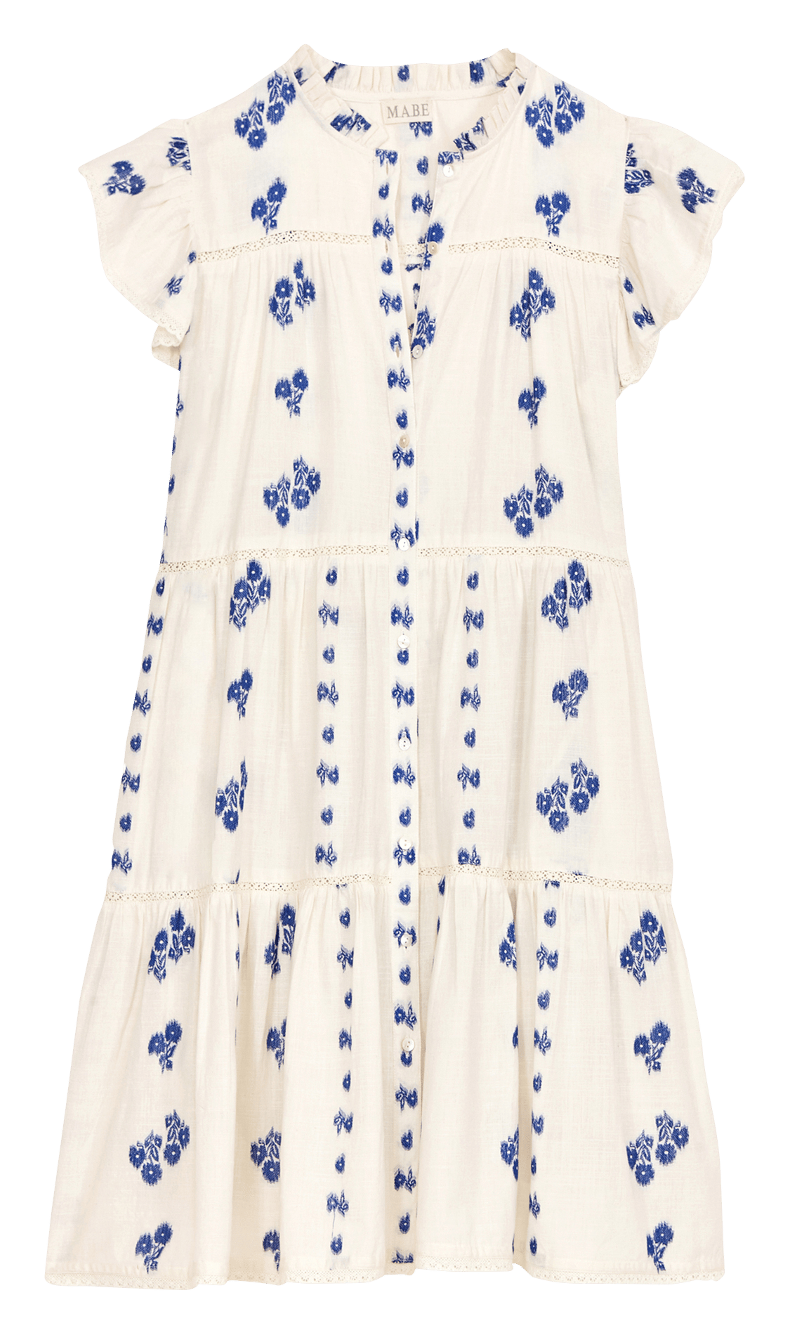 Kurzes Kleid mit Knöpfen und Muster M.A.B.E Blau