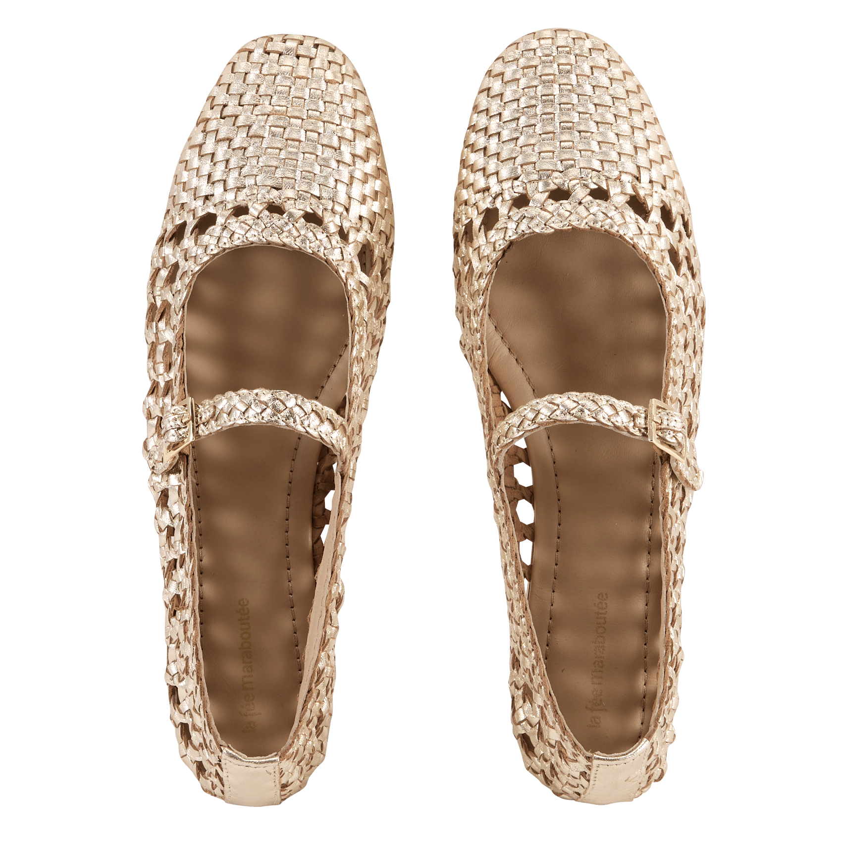Braided leather strap ballerina flats LA FEE MARABOUTEE Yellow