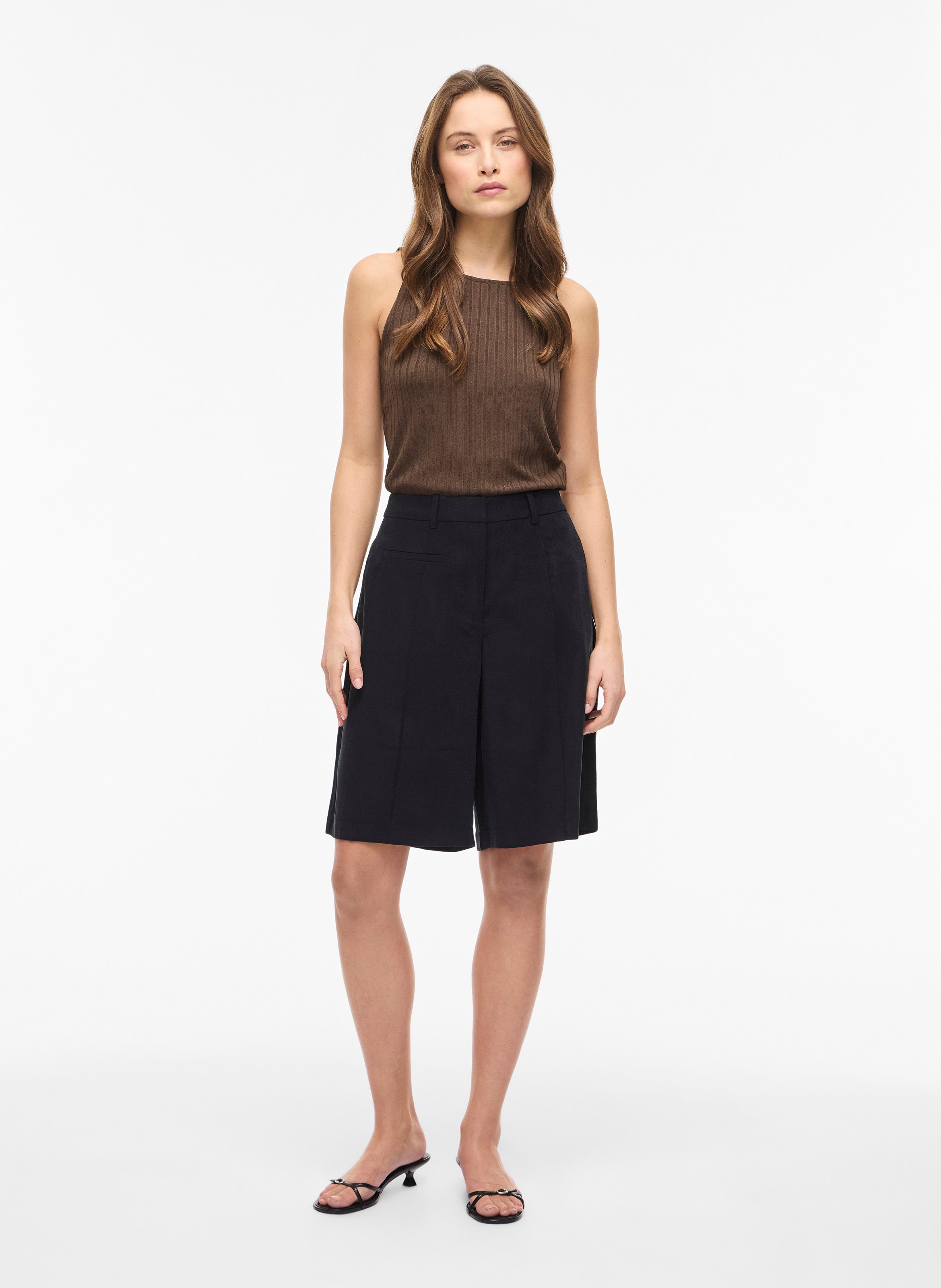 Bermuda mit hoher Taille uni VILA Schwarz