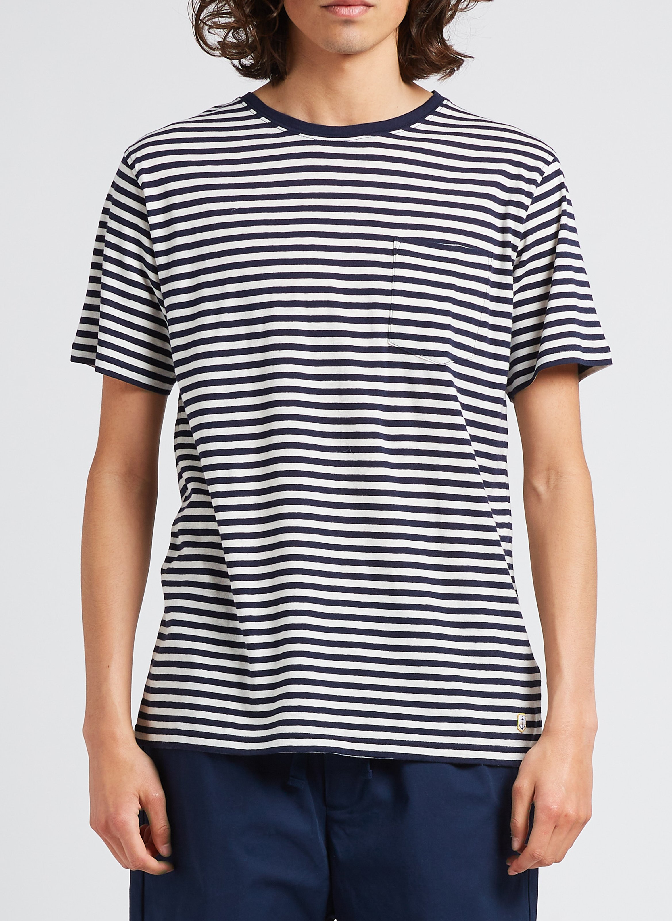 Tee-shirt col rond regular-fit rayé en coton mélangé ARMOR LUX Bleu