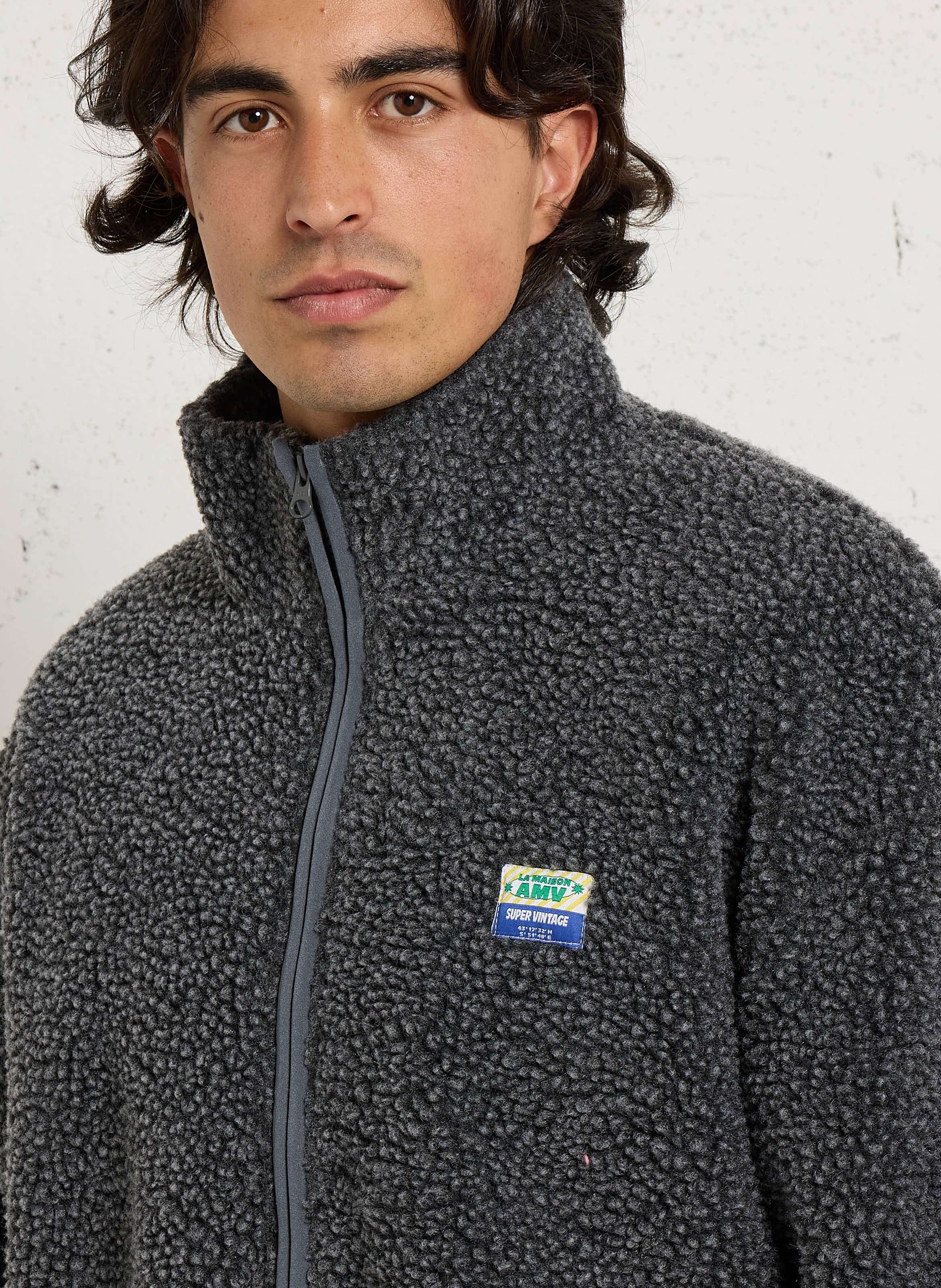 Jasje met opstaande kraag van sherpa AMERICAN VINTAGE Grijs