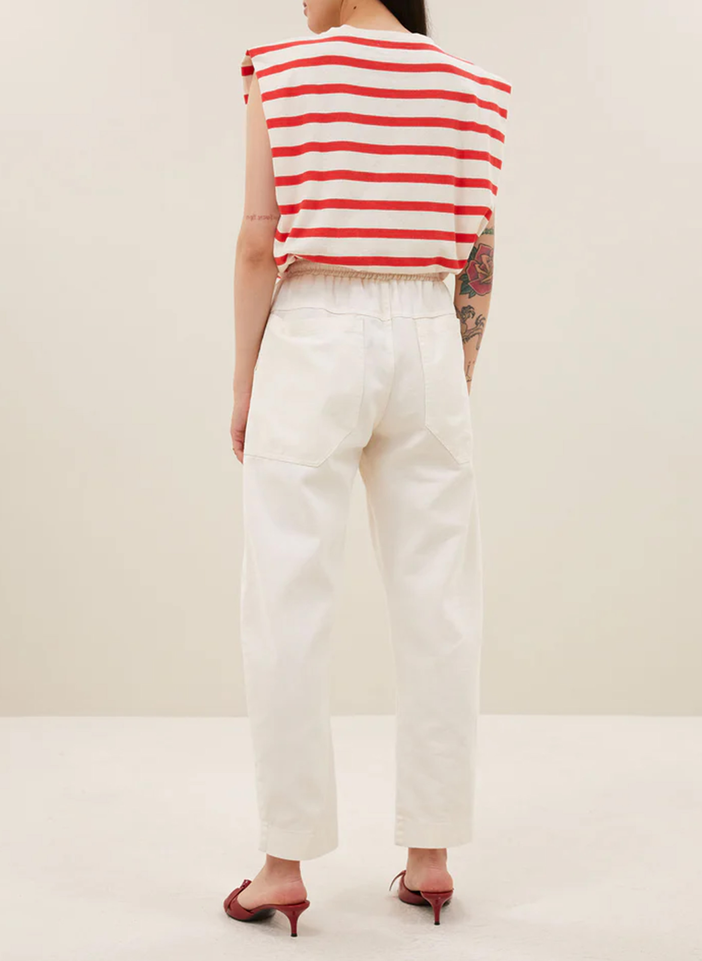 Sleeveless striped T-shirt BY BAR Red