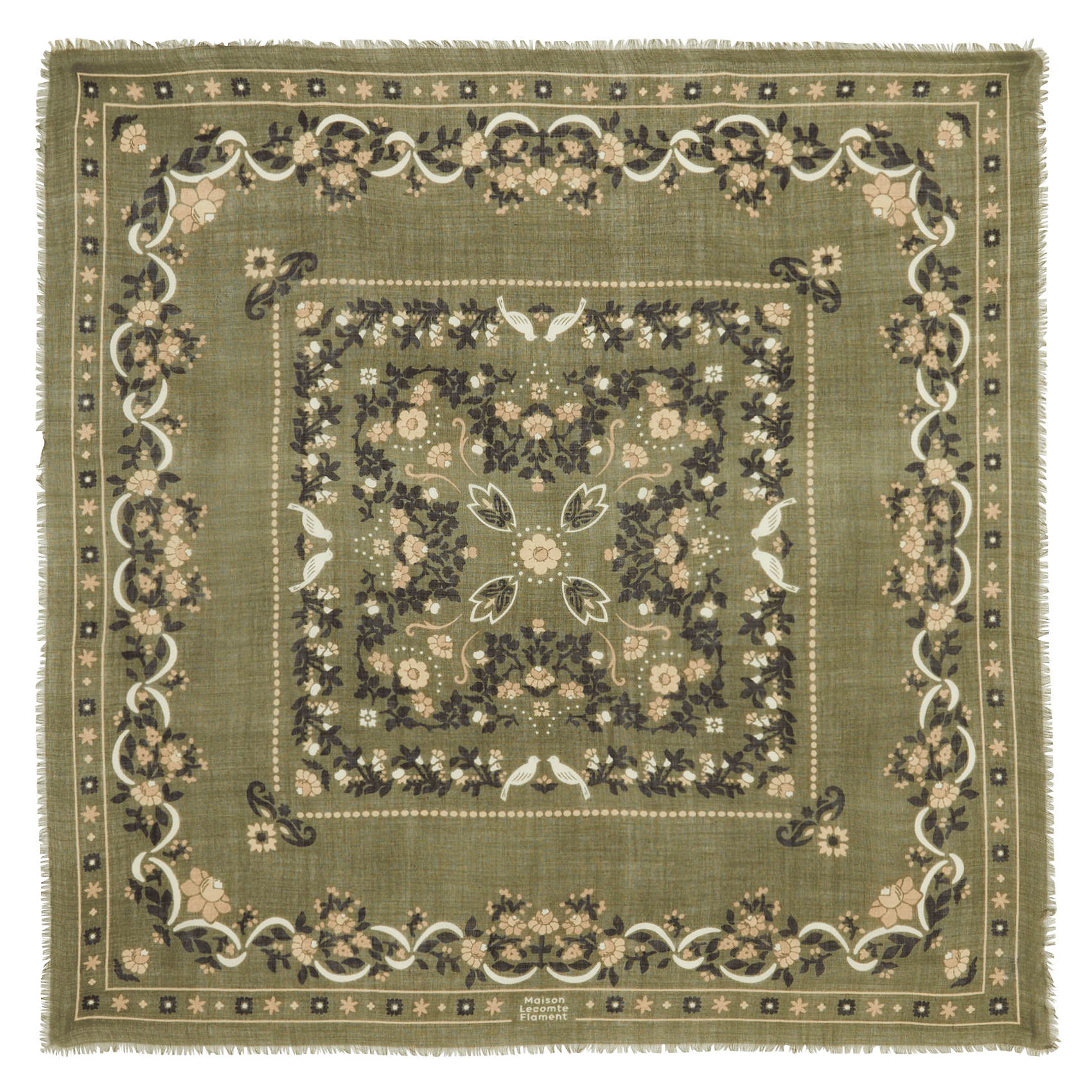 Haddock wool and silk printed scarf MAISON LECOMTE FLAMENT