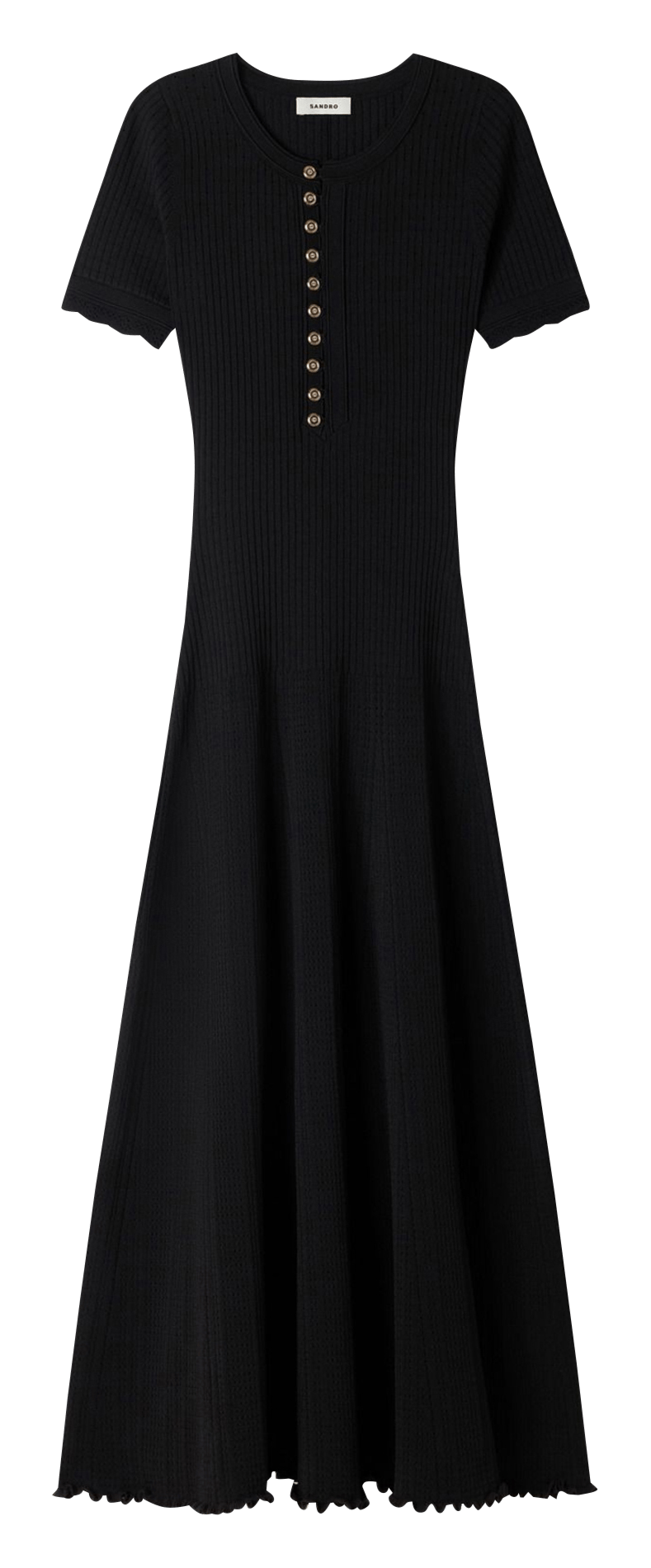 Robe longue col rond SANDRO Zwart