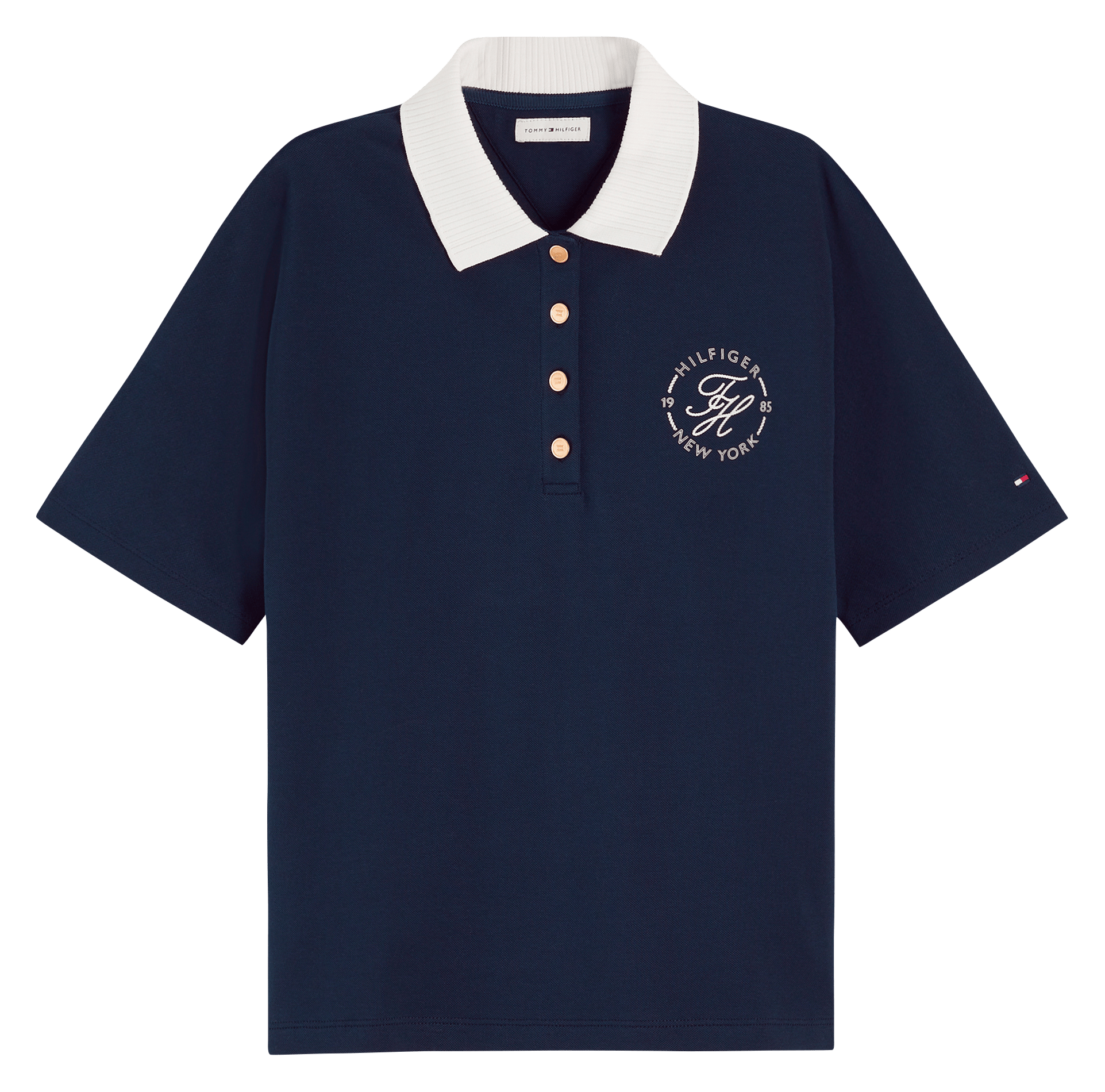 Poloshirt mit kurzen Ärmeln uni TOMMY HILFIGER Blau