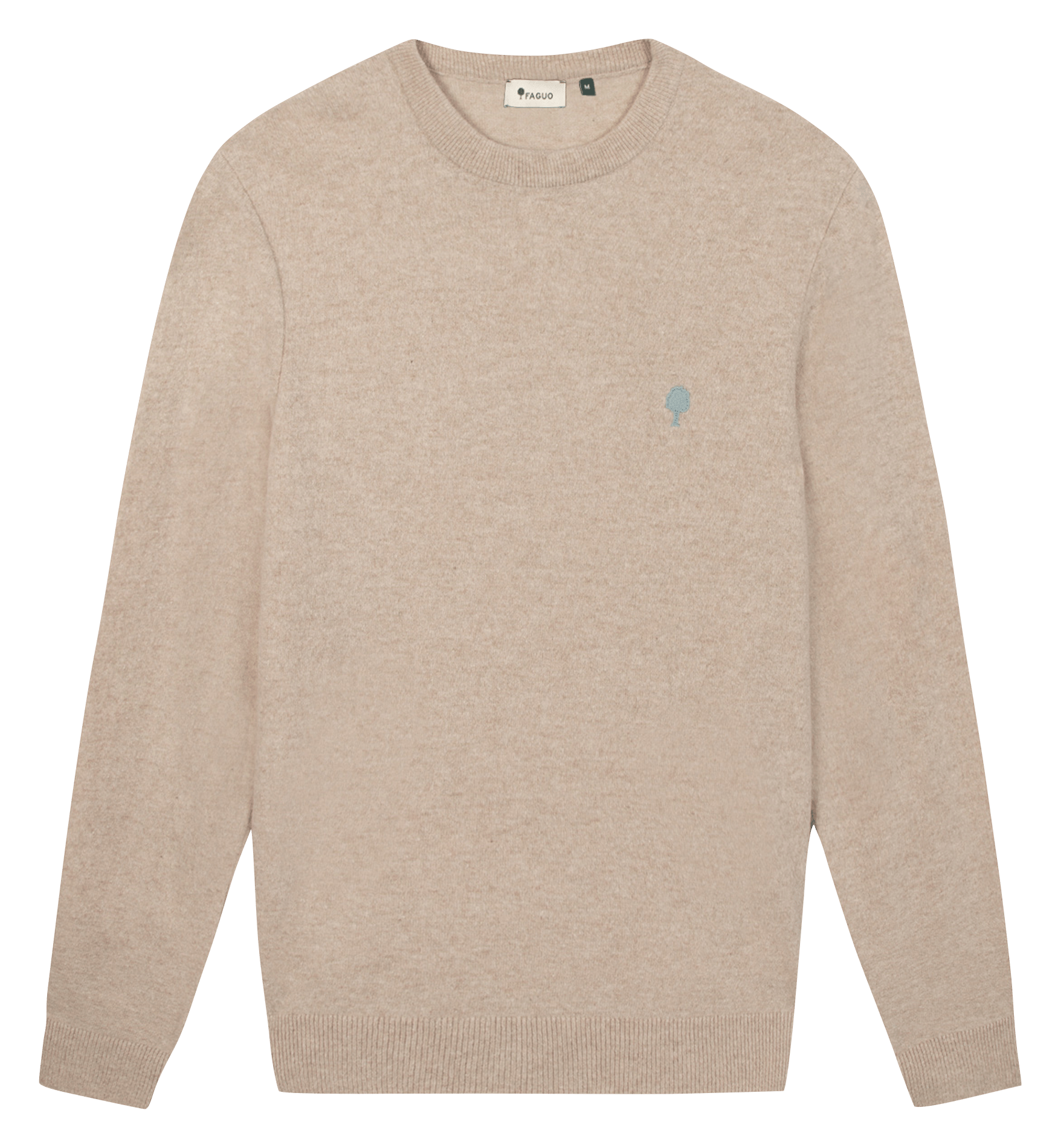 Pull ajusté col rond en laine mélangée FAGUO Beige