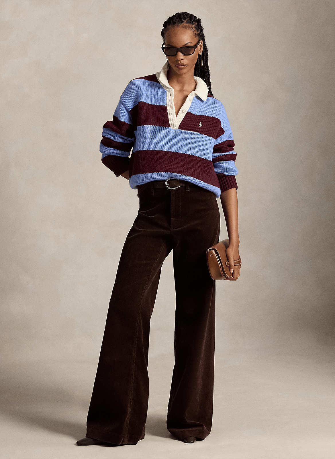 Polo neck striped knit sweater POLO RALPH LAUREN Red