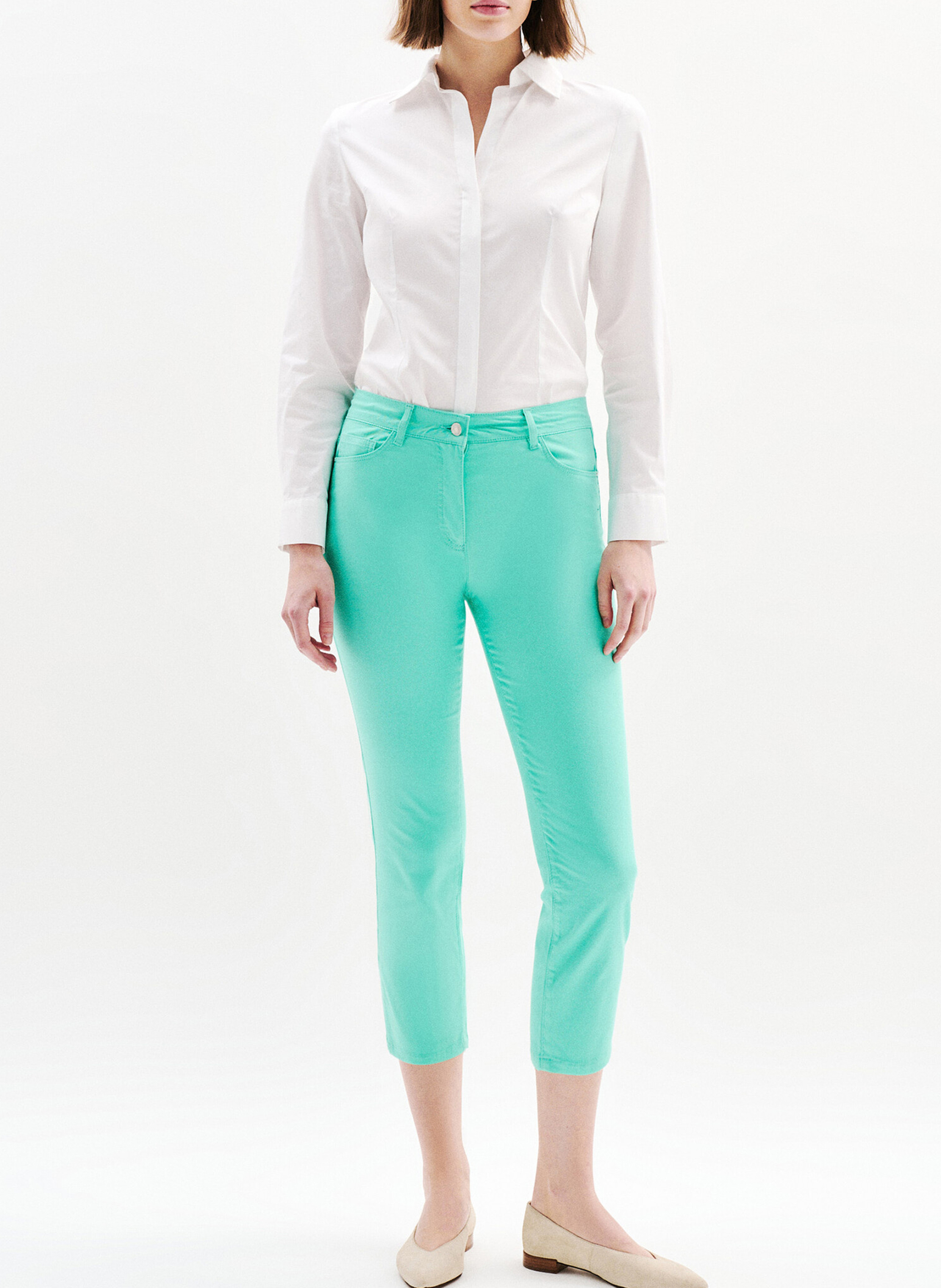 Drapierte Bluse aus Stretch-Baumwolle CAROLL Grun