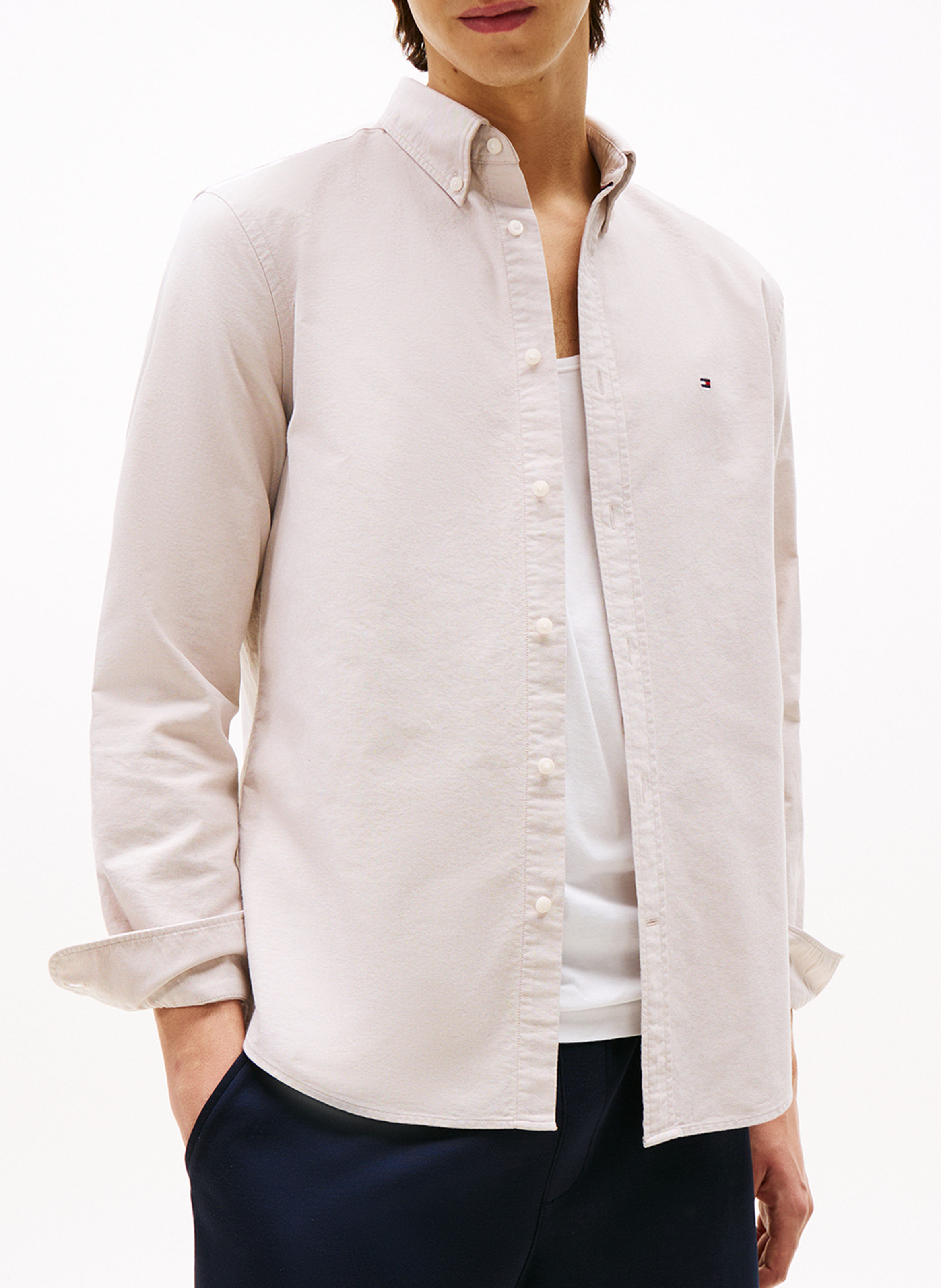 Hemd mit Button-down-Kragen aus Bio-Baumwoll-Mix TOMMY HILFIGER Khaki