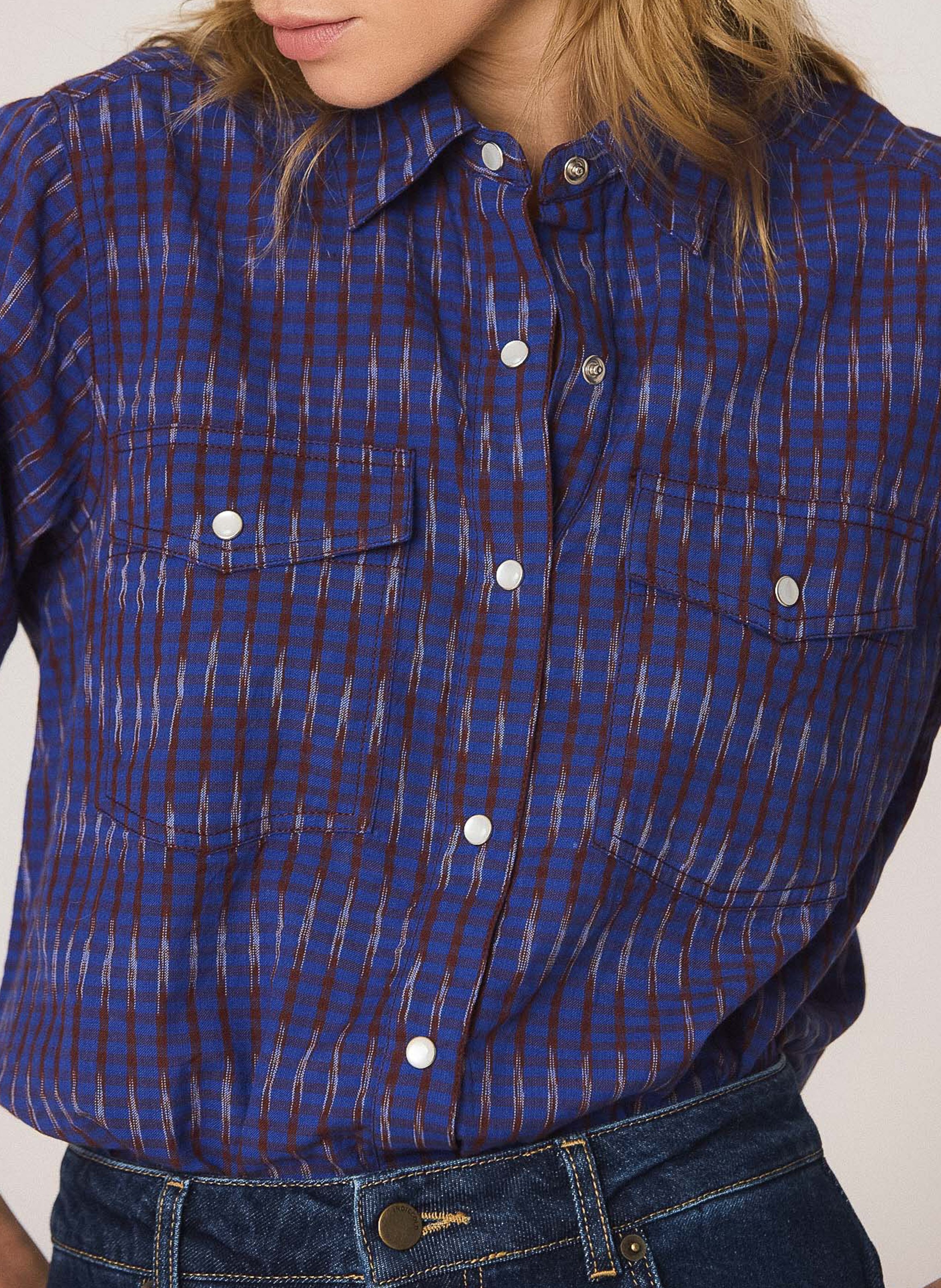 Chemise col classique en coton INDI & COLD Bleu