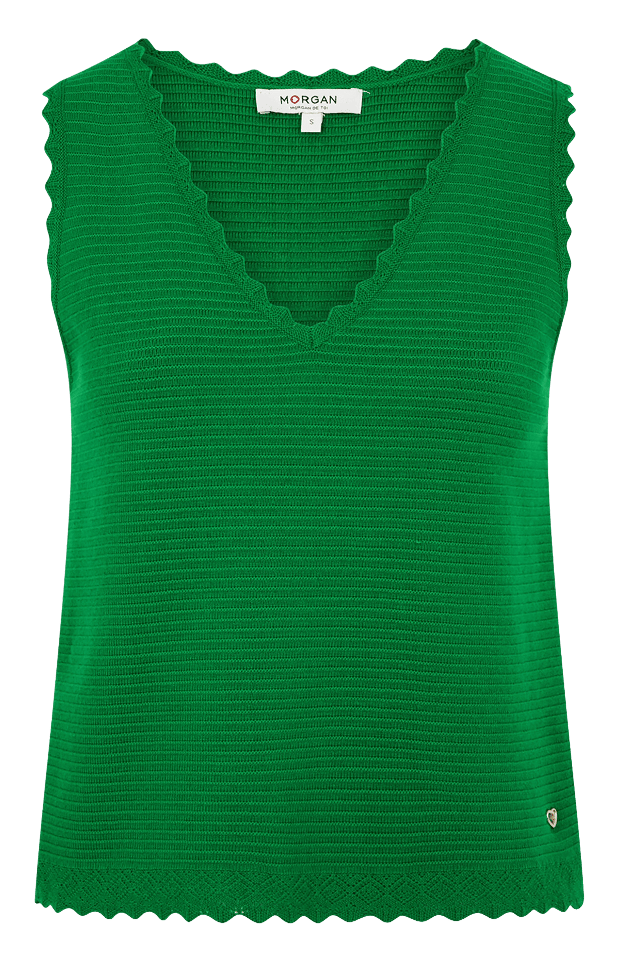 Mouwloze top met V-hals in effen kleur MORGAN Groen