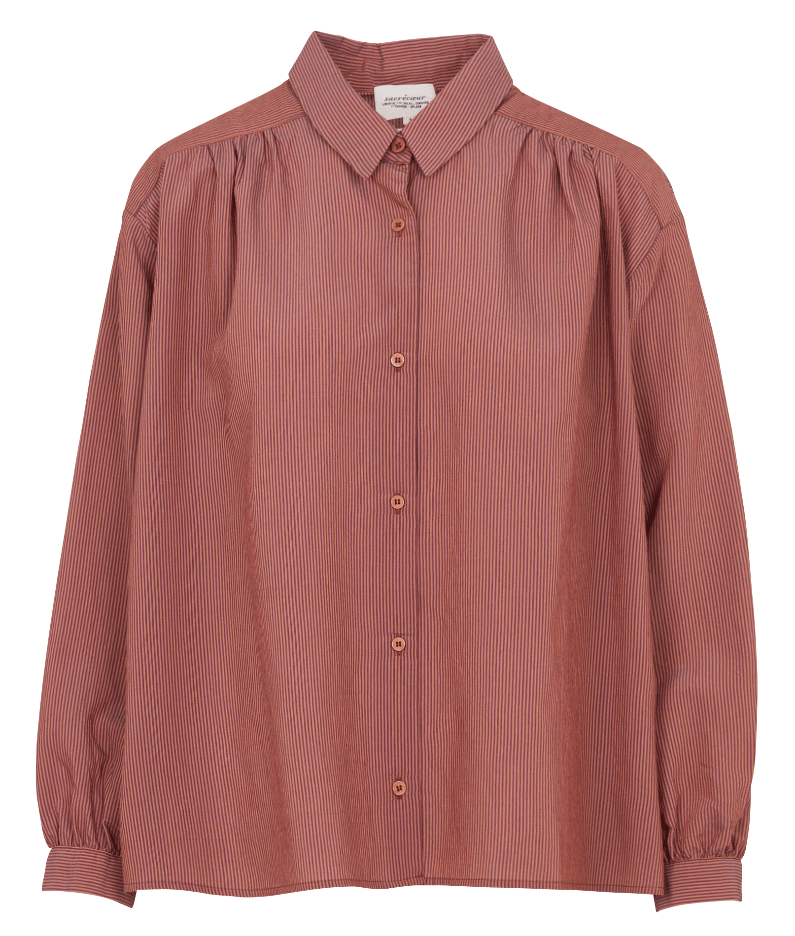 Chemise droite col classique en coton brodé SACRECOEUR