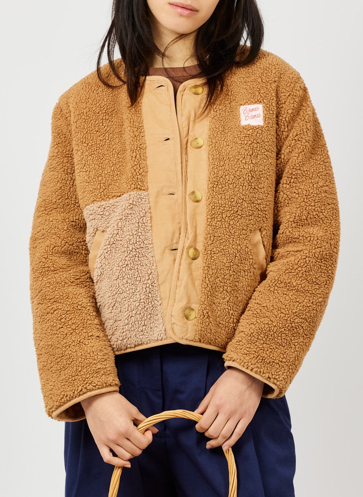 Veste droite col rond boutonnée A.P Marron