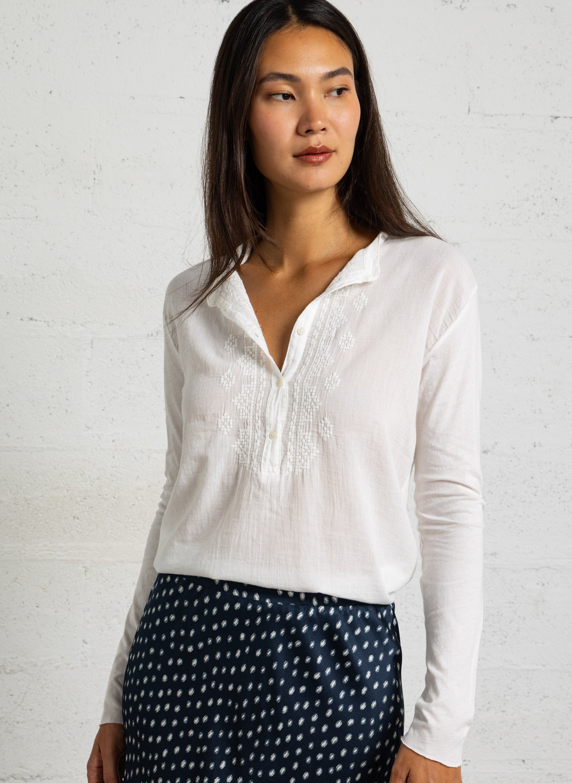 Cotton buttoned collar t-shirt HARTFORD White