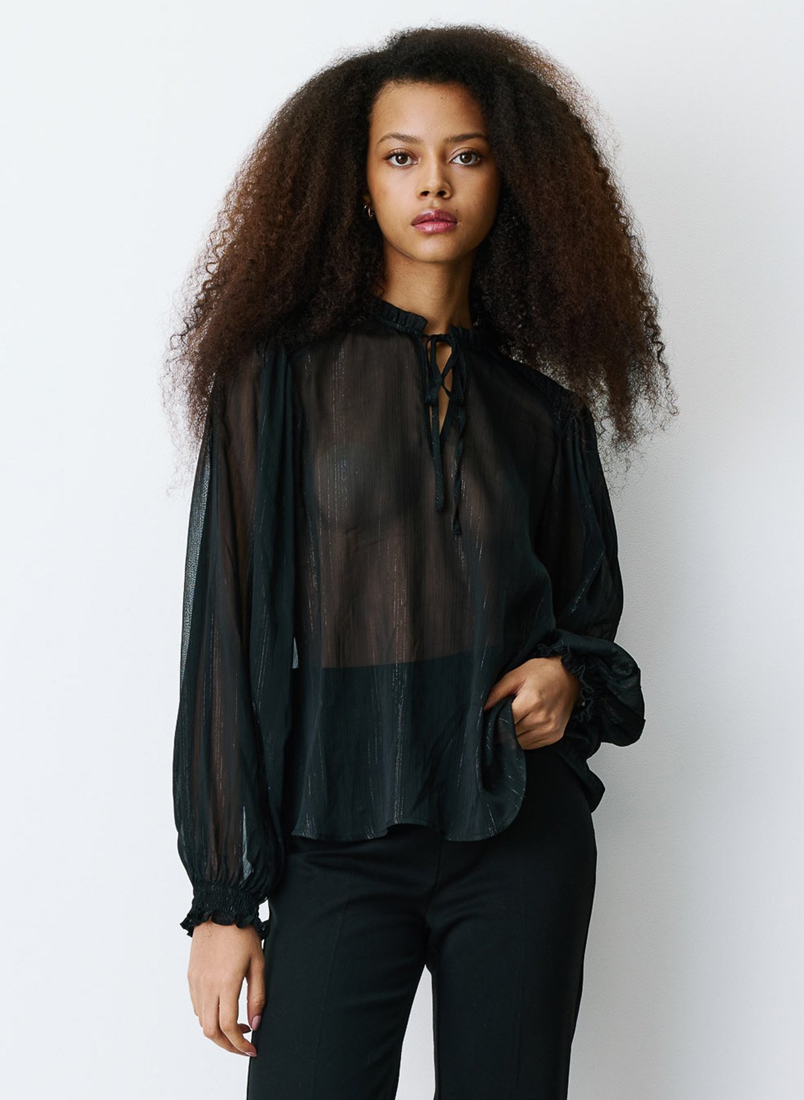 Blouse transparente en mousseline GRACE ET MILA Noir