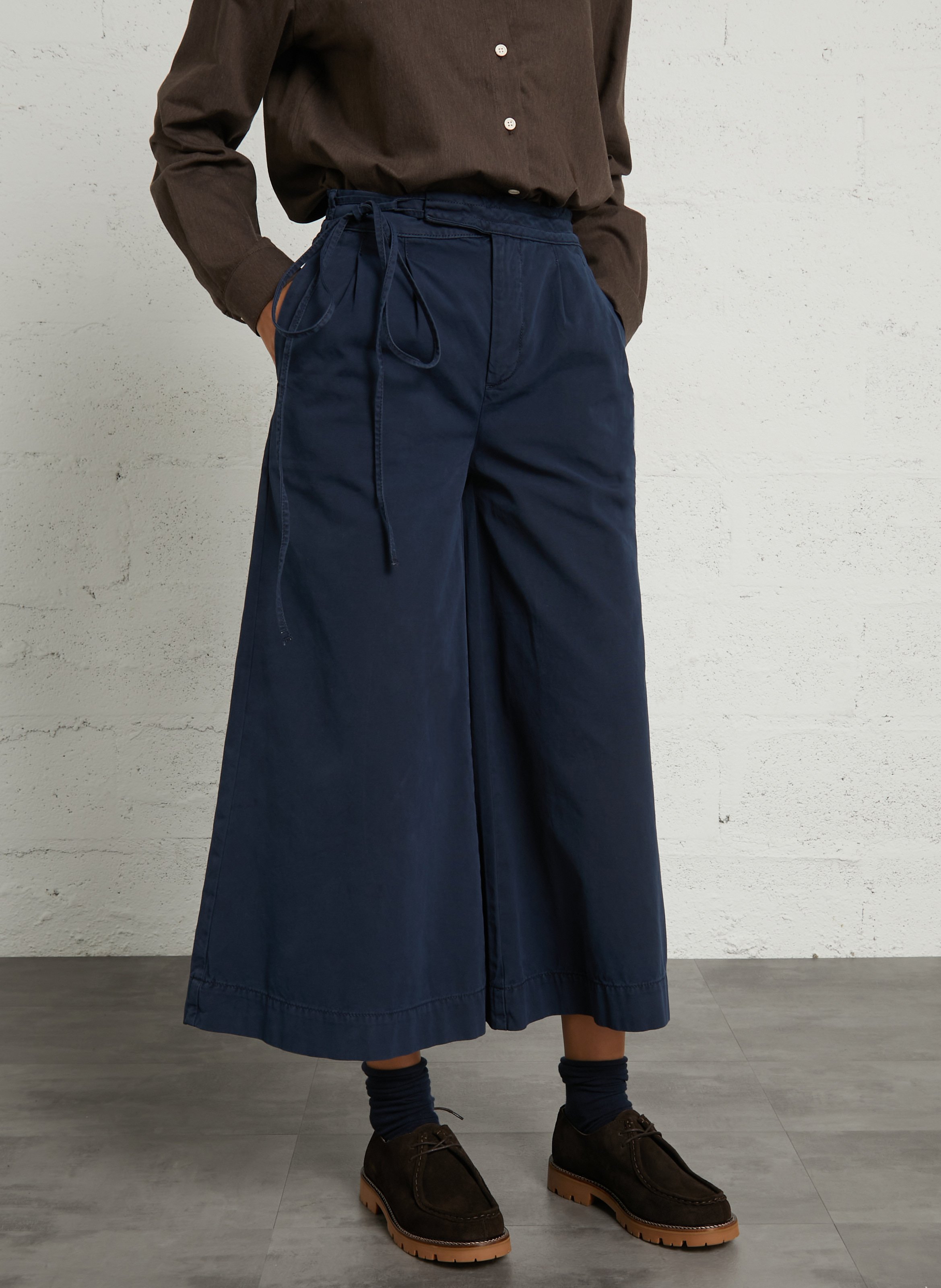 Wide organic cotton culottes DAMSON MADDER Blue