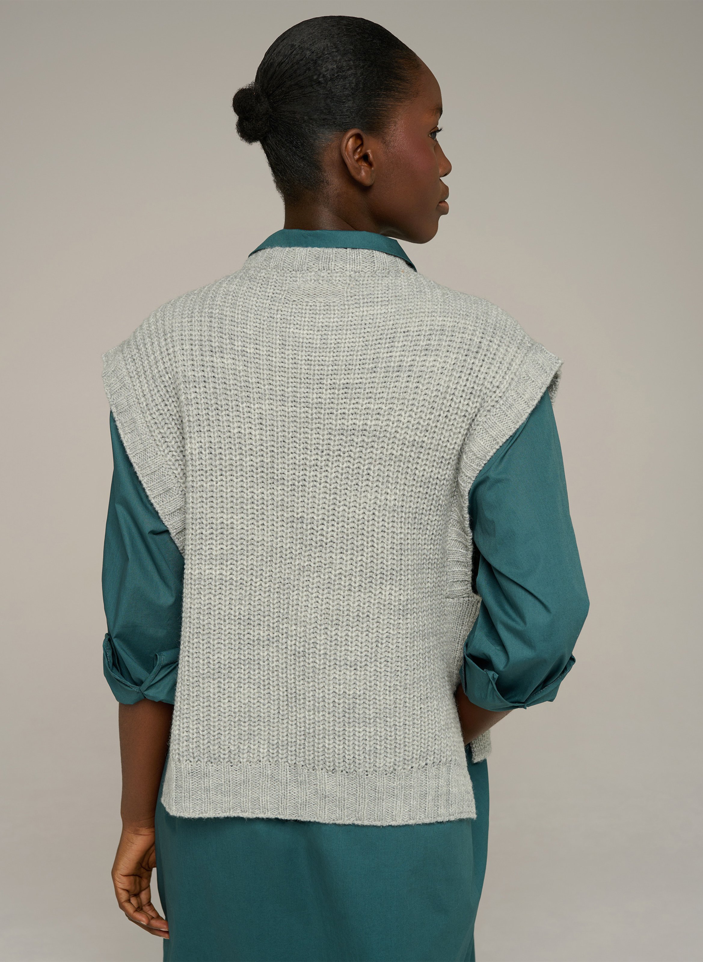 Pull col rond ample en laine mélangée | Gris COTELAC ACOTE Femme