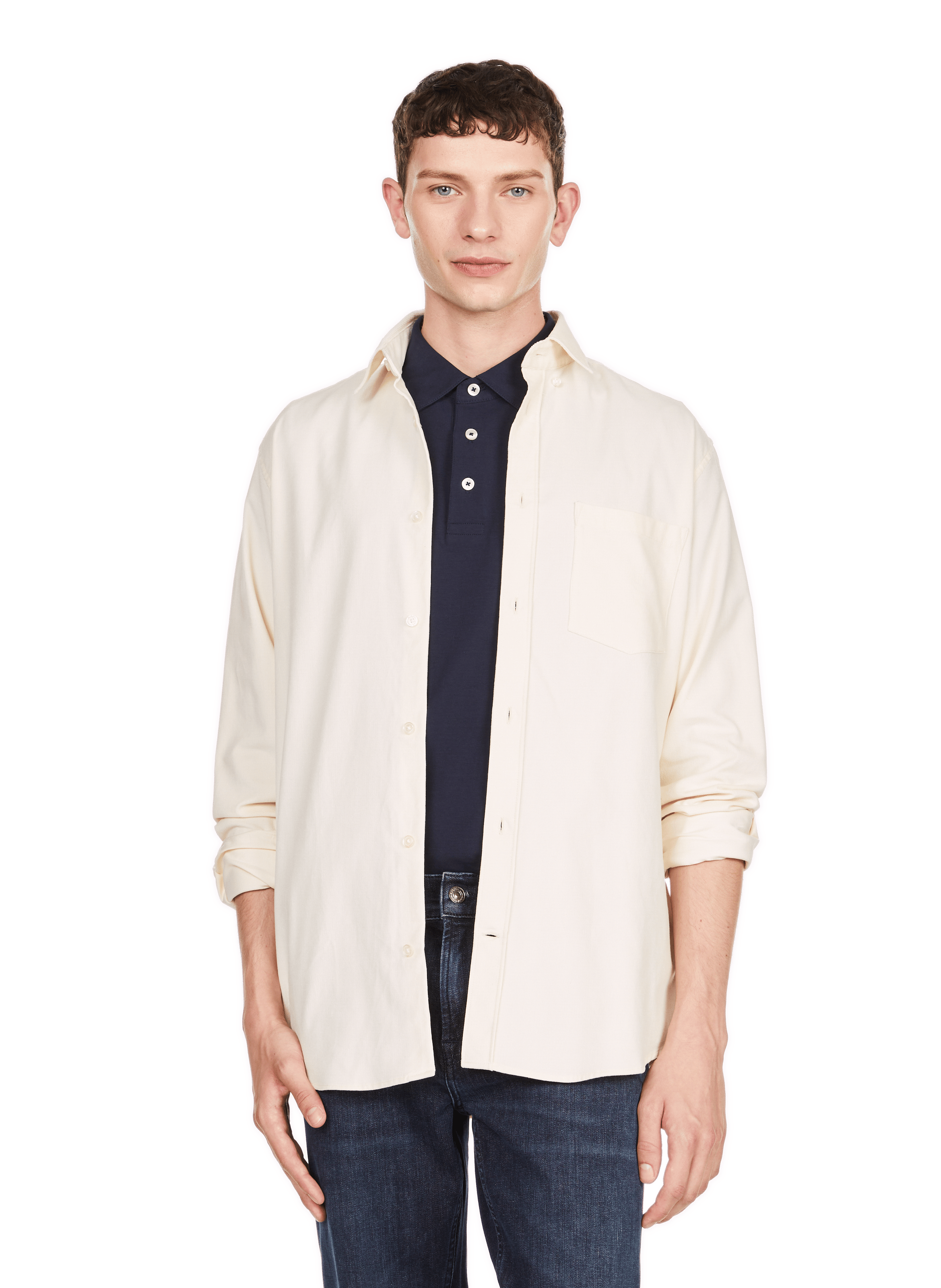 Loose-fit corduroy cotton shirt AU PRINTEMPS PARIS Beige