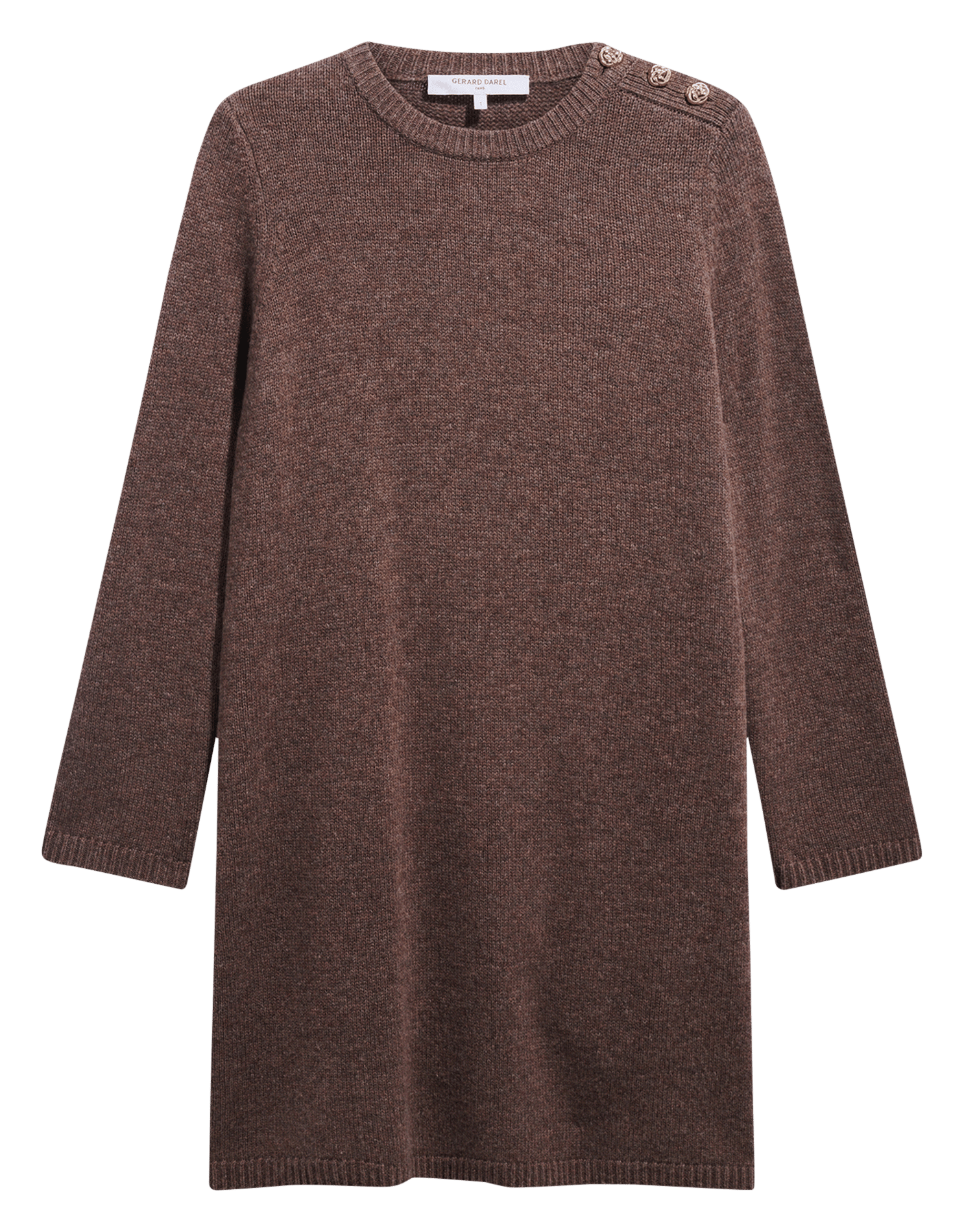 Straight wool dress with round neck GERARD DAREL Brown