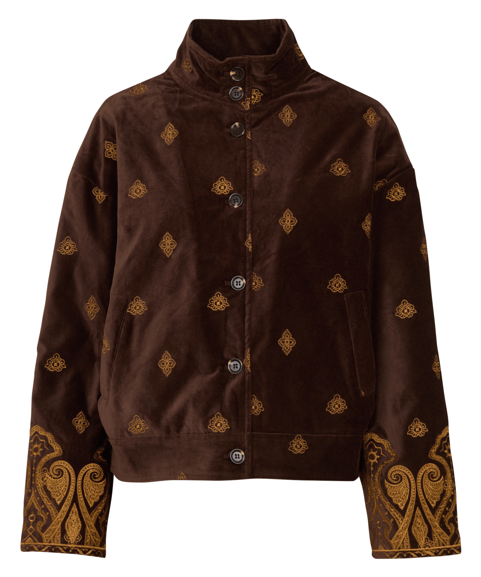 Straight high-neck velvet jacket LA PETITE ETOILE Brown