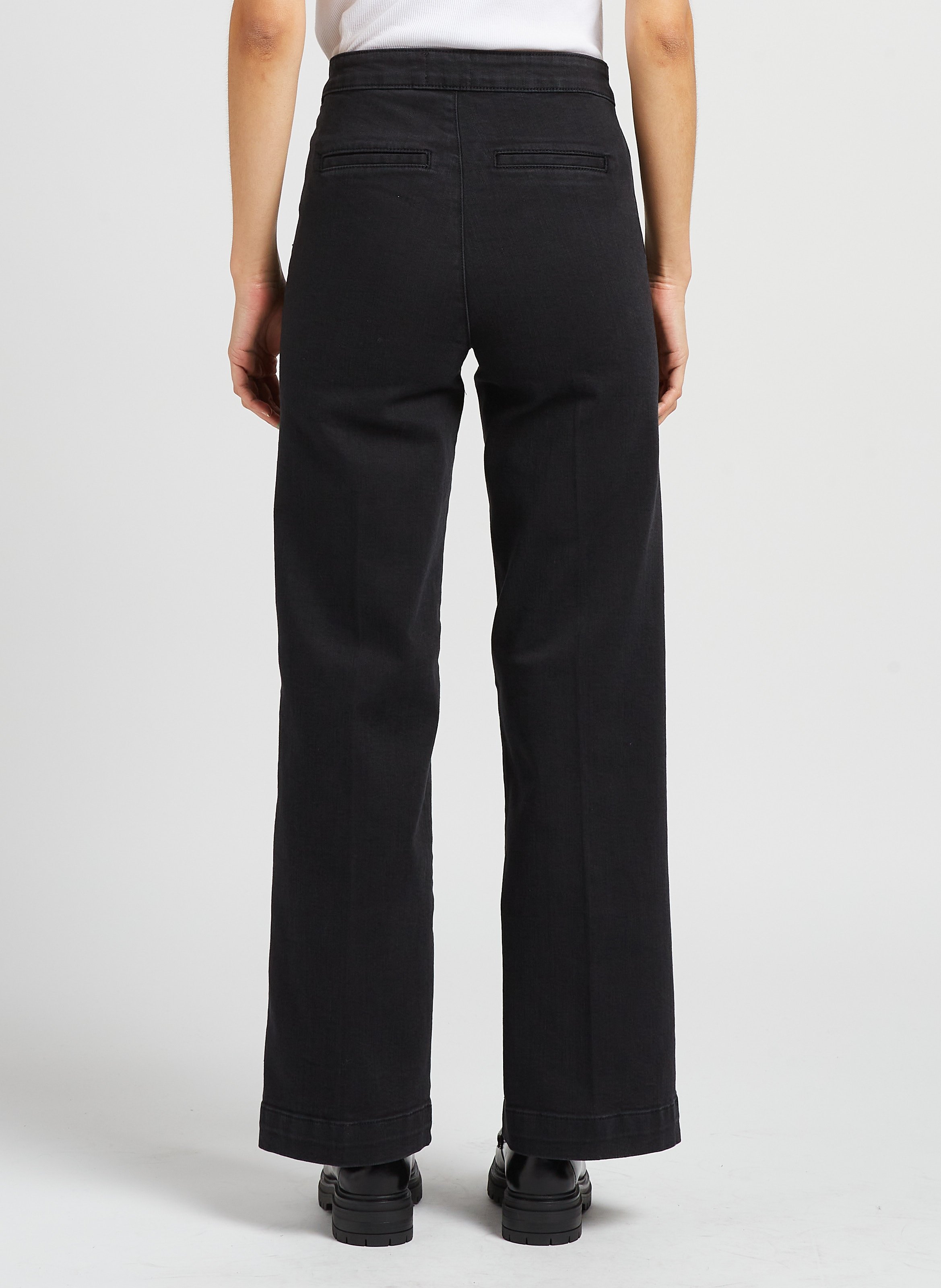 High-waisted wide-leg cotton-blend jeans MAISON 123 Black