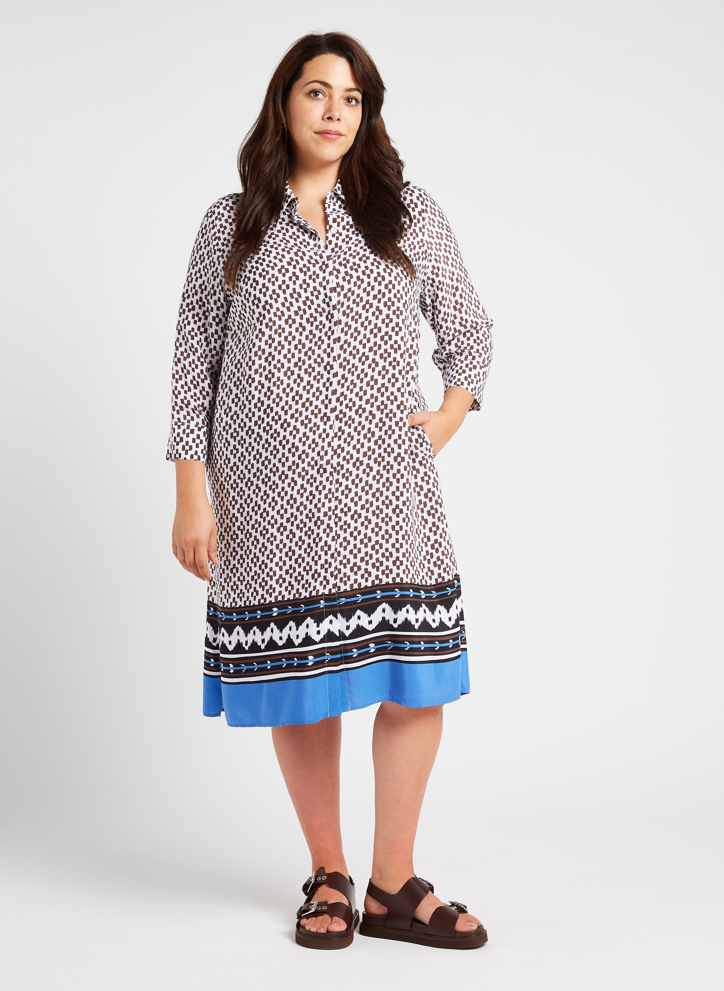 Printed midi shirt dress PERSONA by Marina Rinaldi White