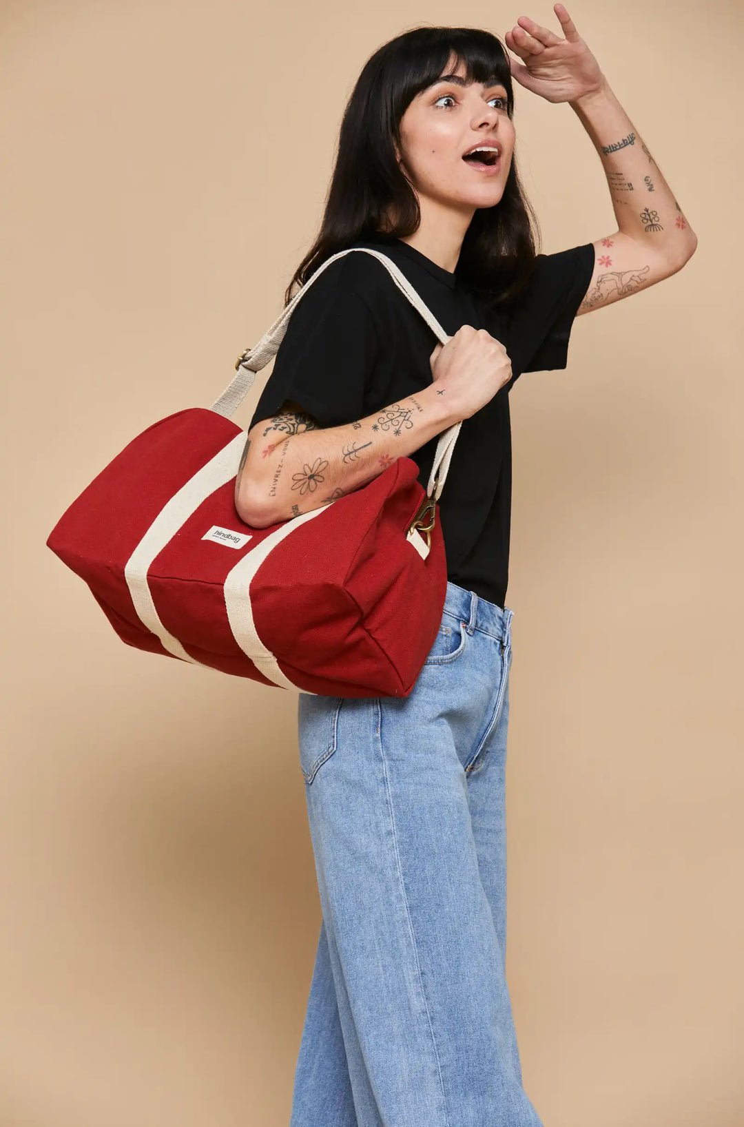 Cotton weekend bag Red
