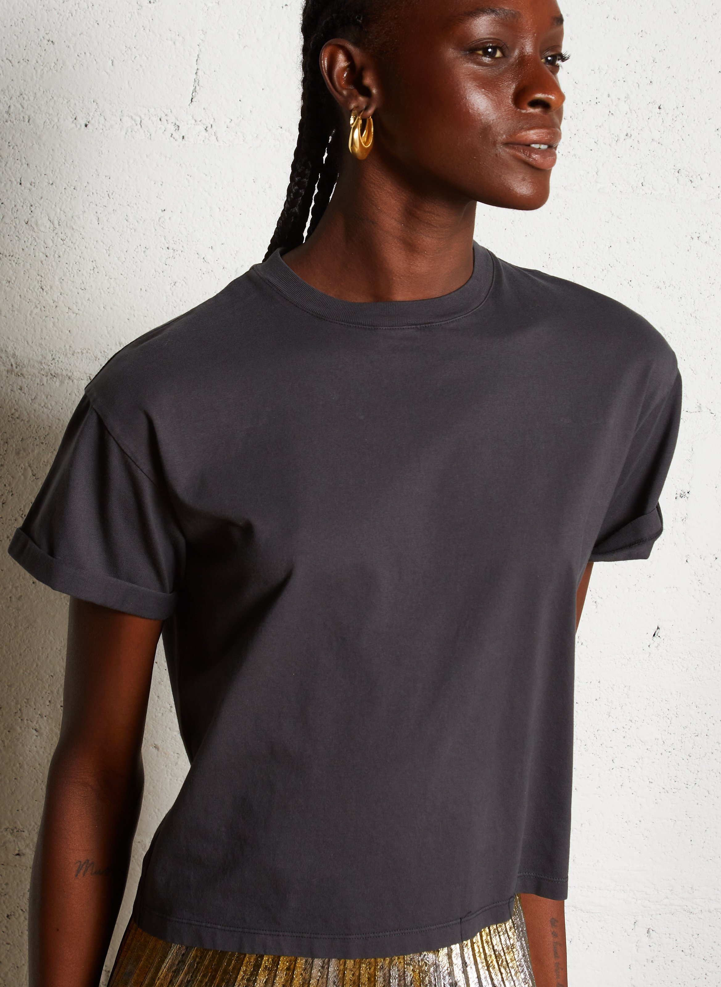 Tee-shirt col rond en coton BA&SH Noir
