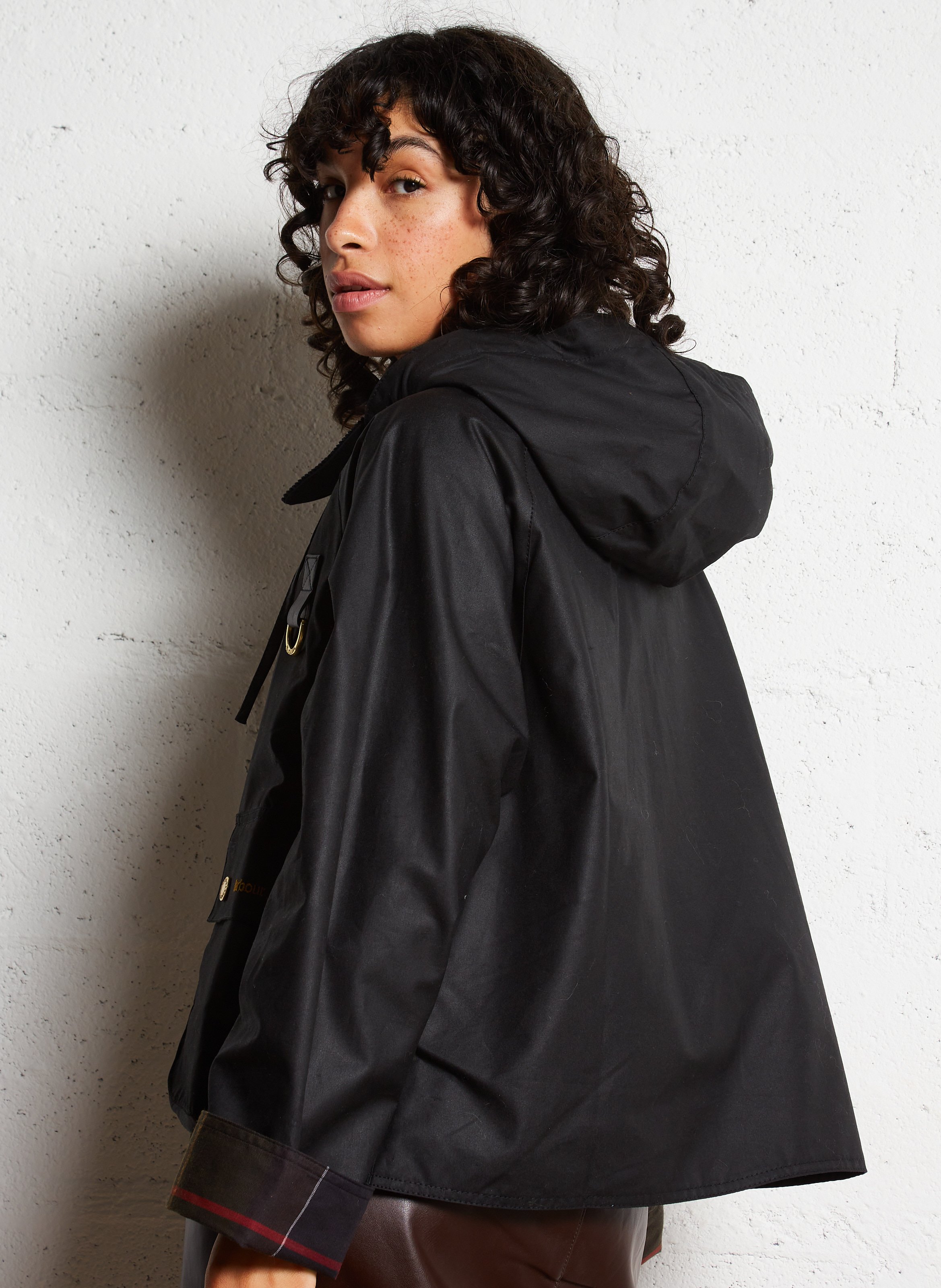 Veste ample col classique en coton BARBOUR Noir