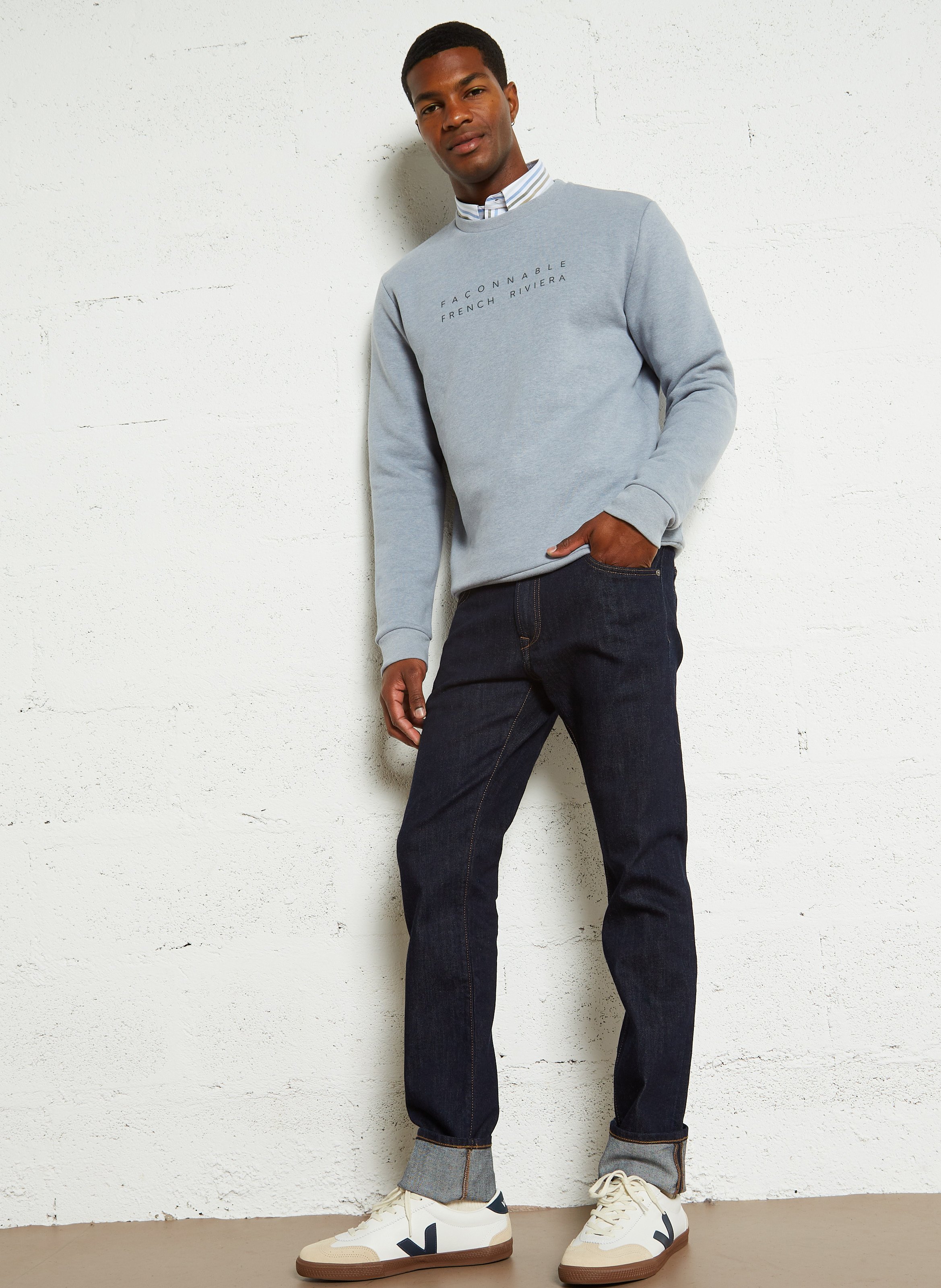 Cotton-blend straight jeans HACKETT Blue