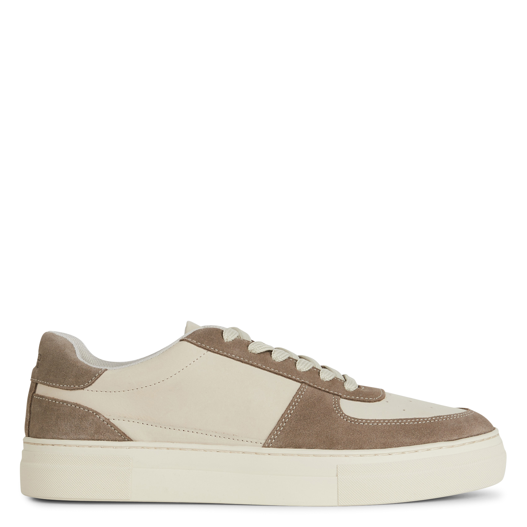 Low-top leather mix sneakers SELECTED Grey